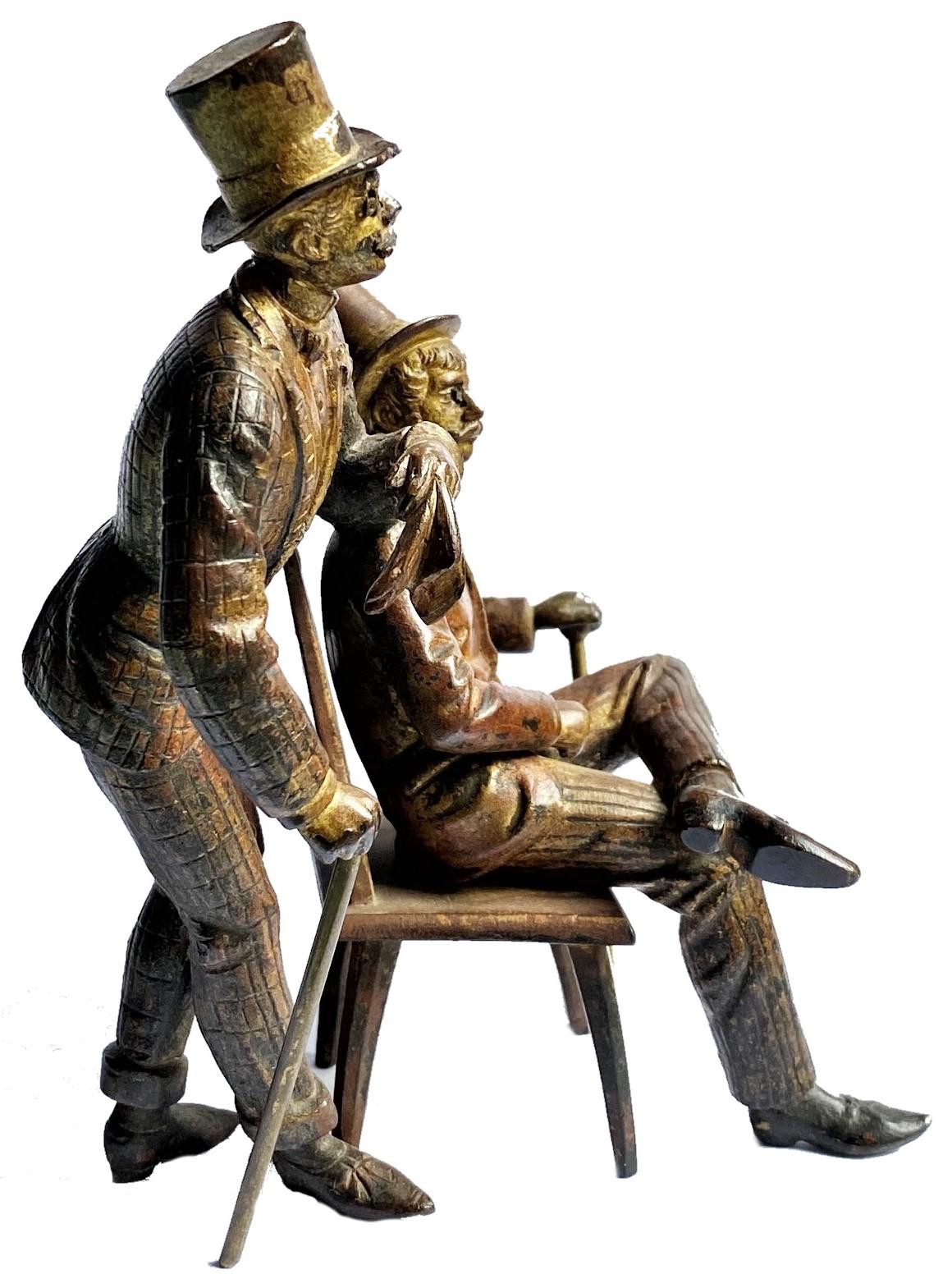 Art Nouveau Pair of Dandies, Austrian Jugenstil, Vienna Bronze Sculpture, circa 1900