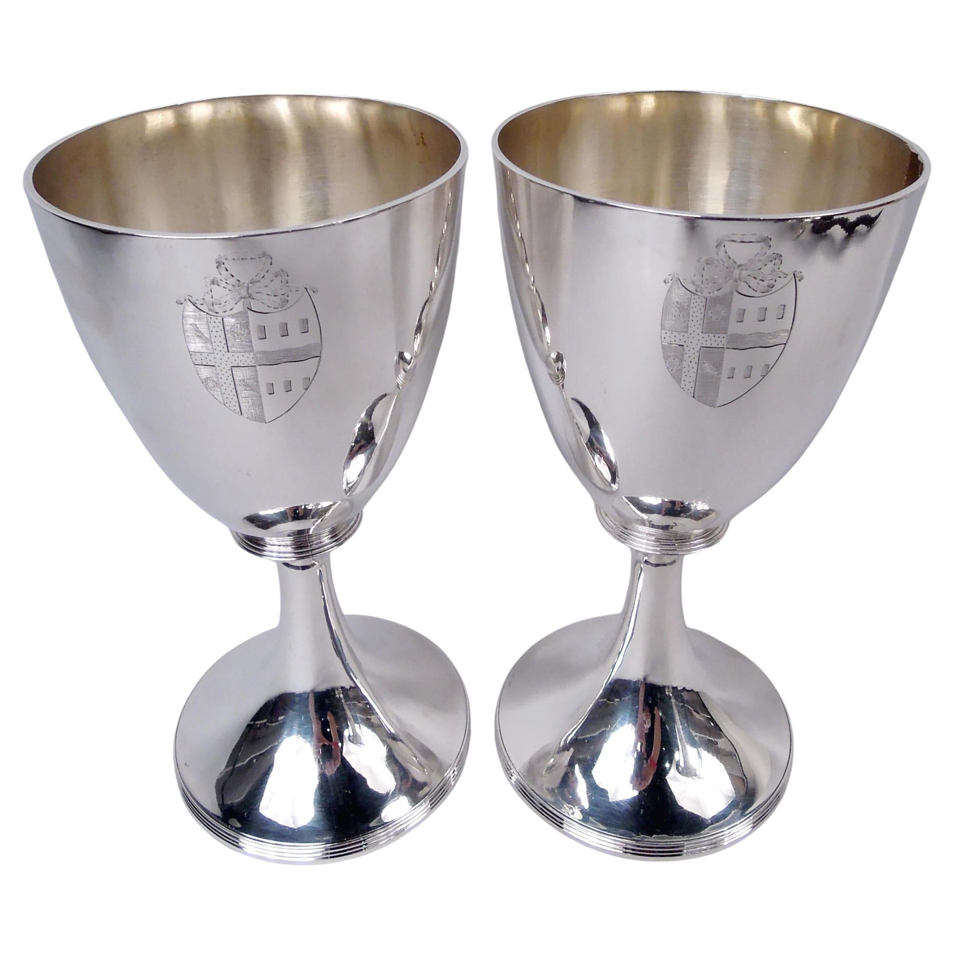 Pair of Chawner 
Eames English Georgian Neoclassical Goblets, 1796 For Sale