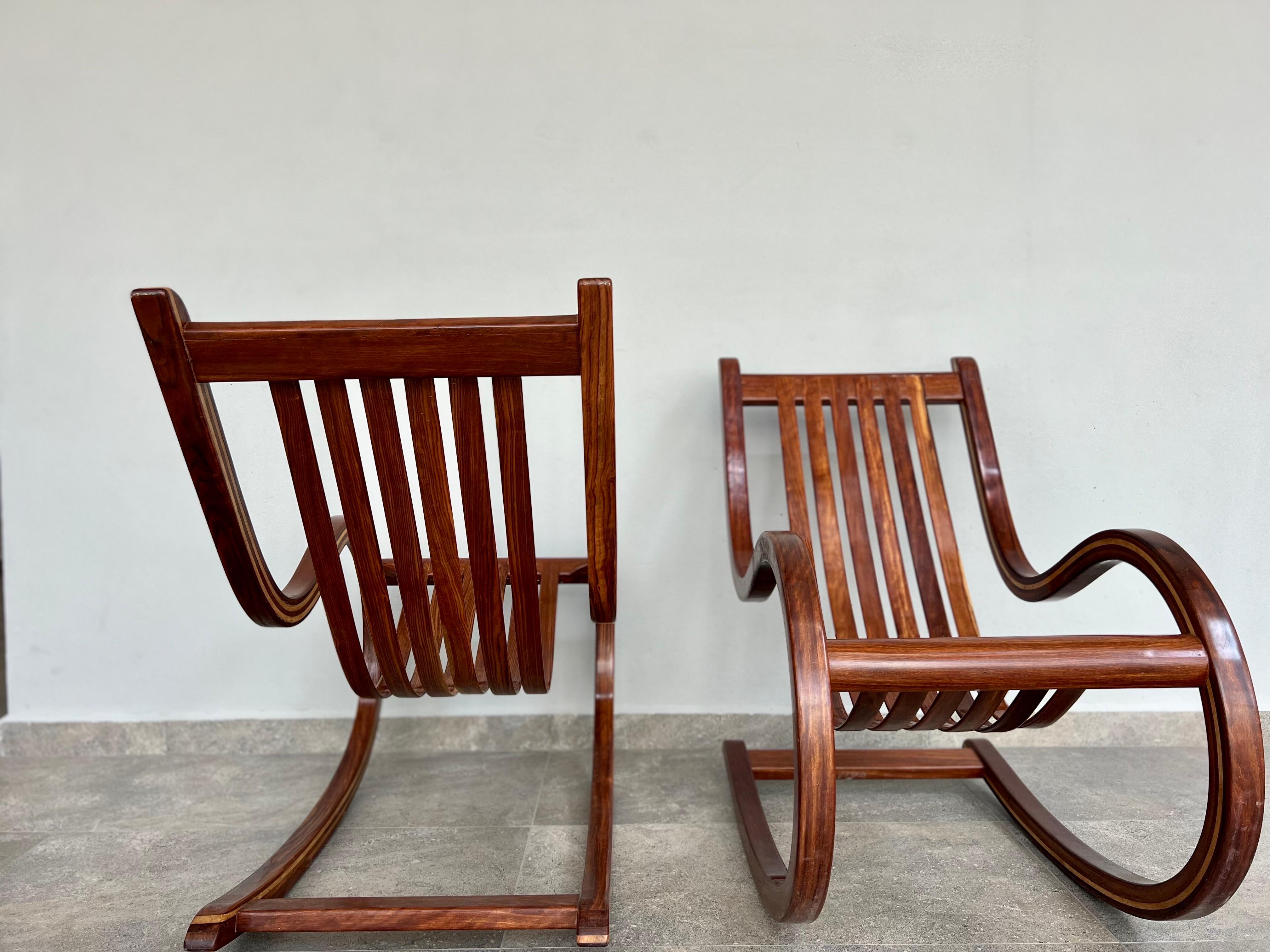 Mexican Pair of Che-Chent Rocking Chairs by Salvador Vidal For Sale