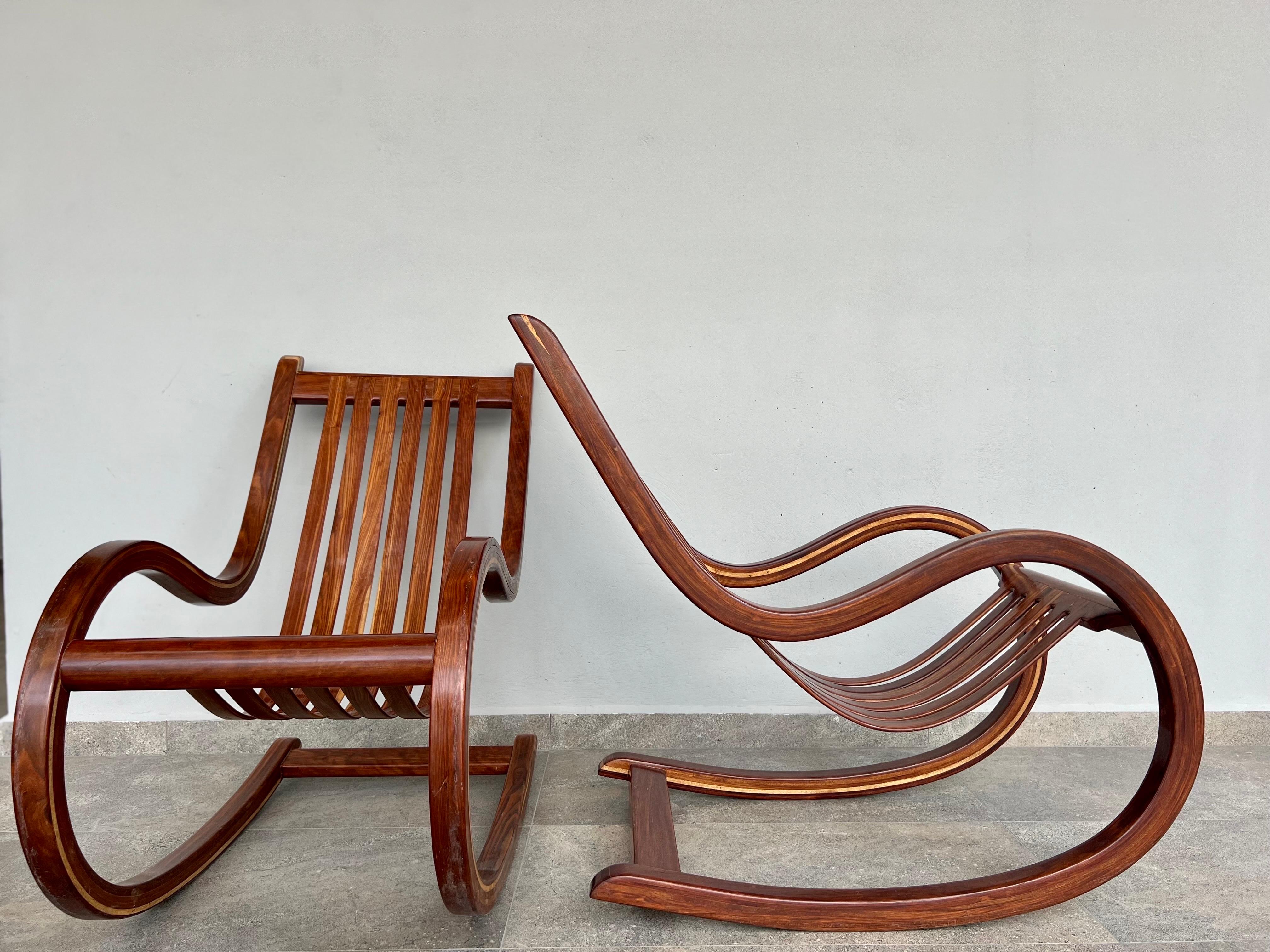 Pair of Che-Chent Rocking Chairs by Salvador Vidal For Sale 1