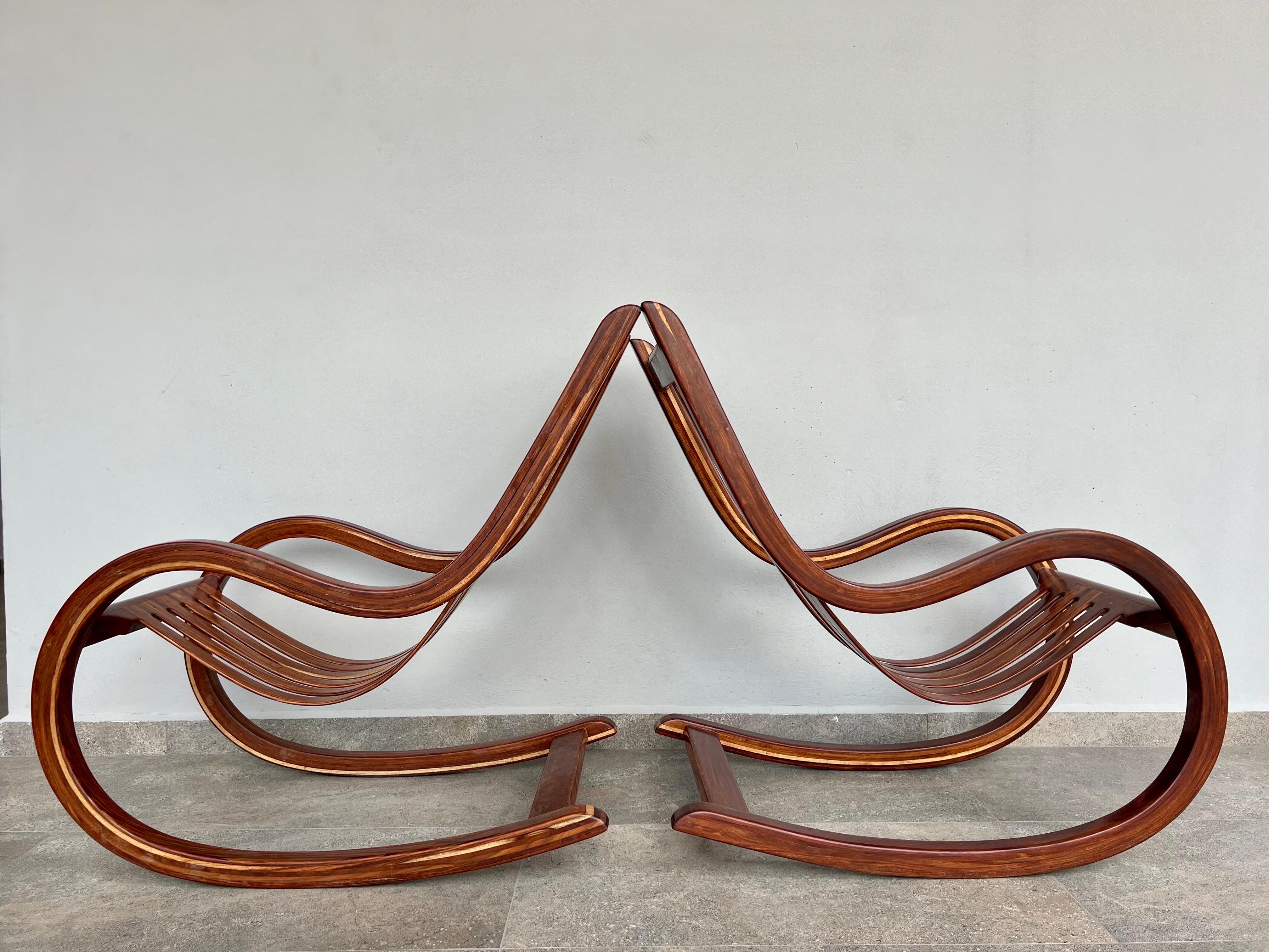 Pair of Che-Chent Rocking Chairs by Salvador Vidal For Sale 2