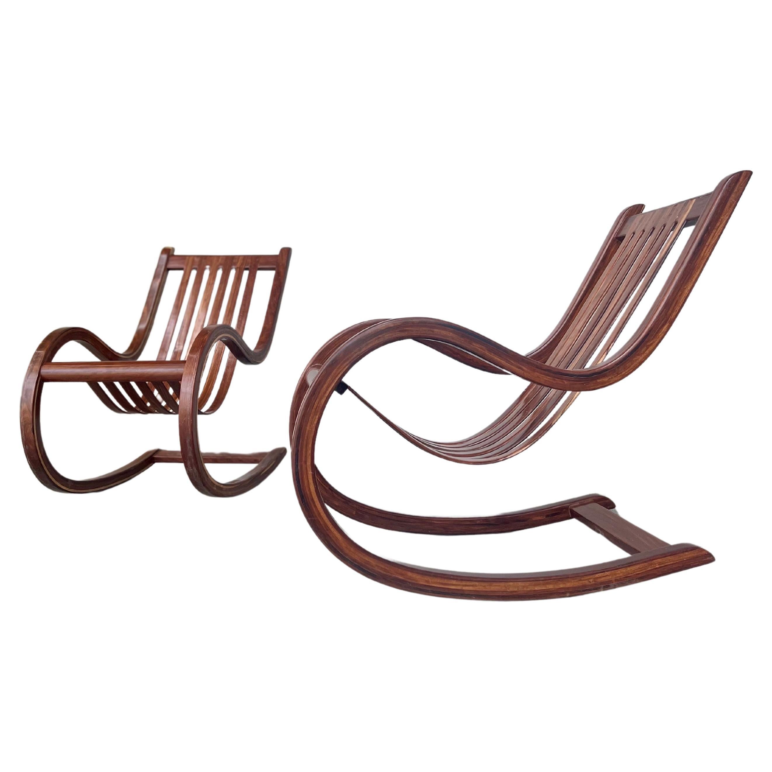 Pair of Che-Chent Rocking Chairs by Salvador Vidal For Sale