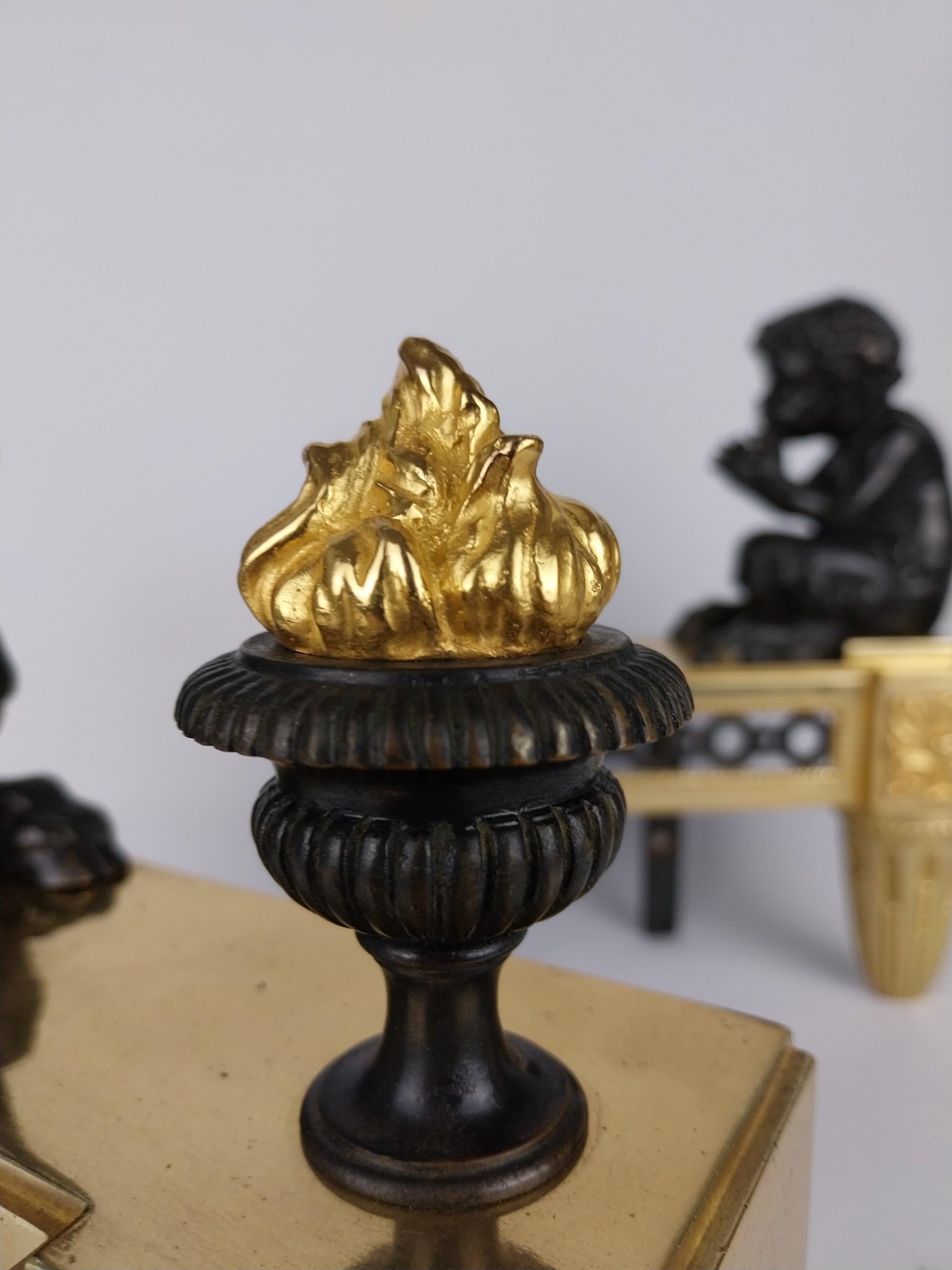 Pair of Chenet Cherubs Andirons For Sale 1
