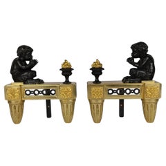 Pair of Chenet Cherubs Andirons