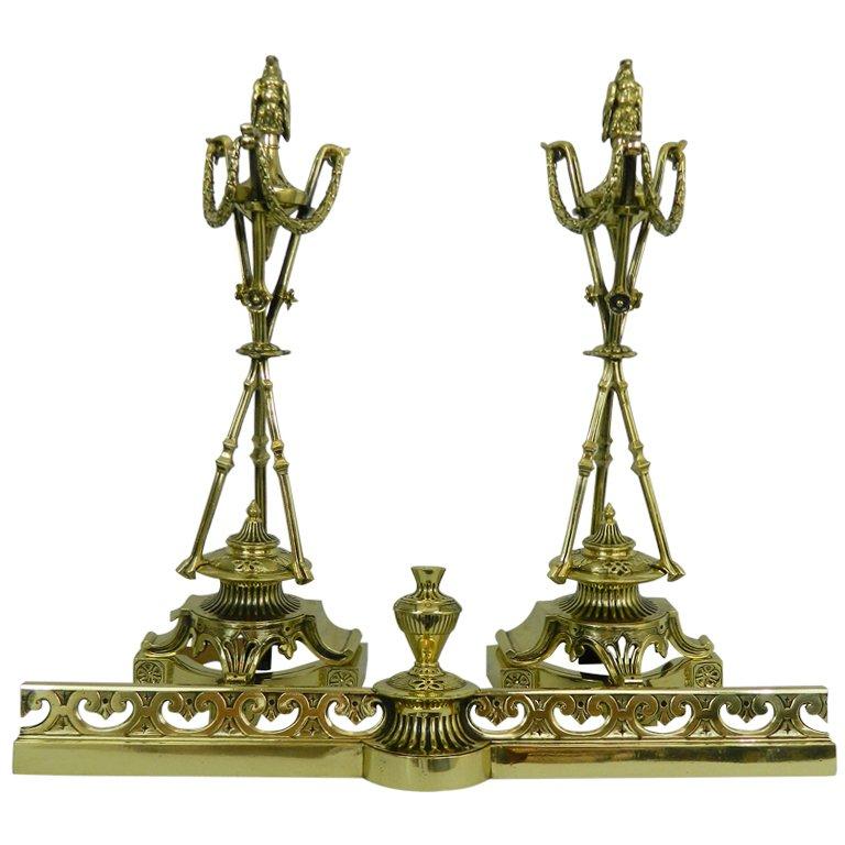 Pair of Chenets or Andirons with a Decorative Eagle Finial Top, 19th Century For Sale