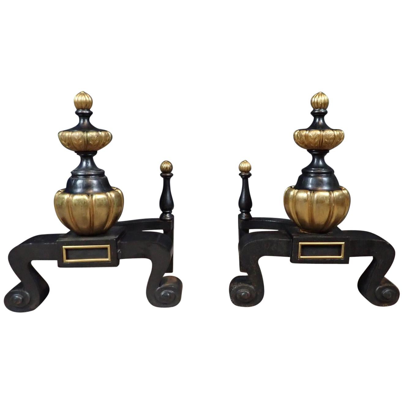 Gold Plate Andirons