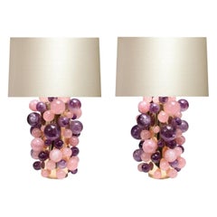 Pair of Cherry Blossom Rock Crystal Bubble Lamps