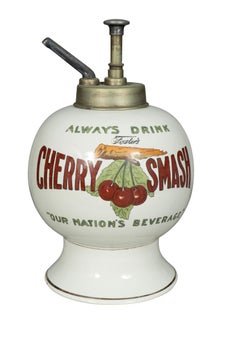 Pair Of Cherry Smash Fountain Syrup Jars