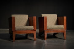 Pair of Cherry Wood Lounge Chairs