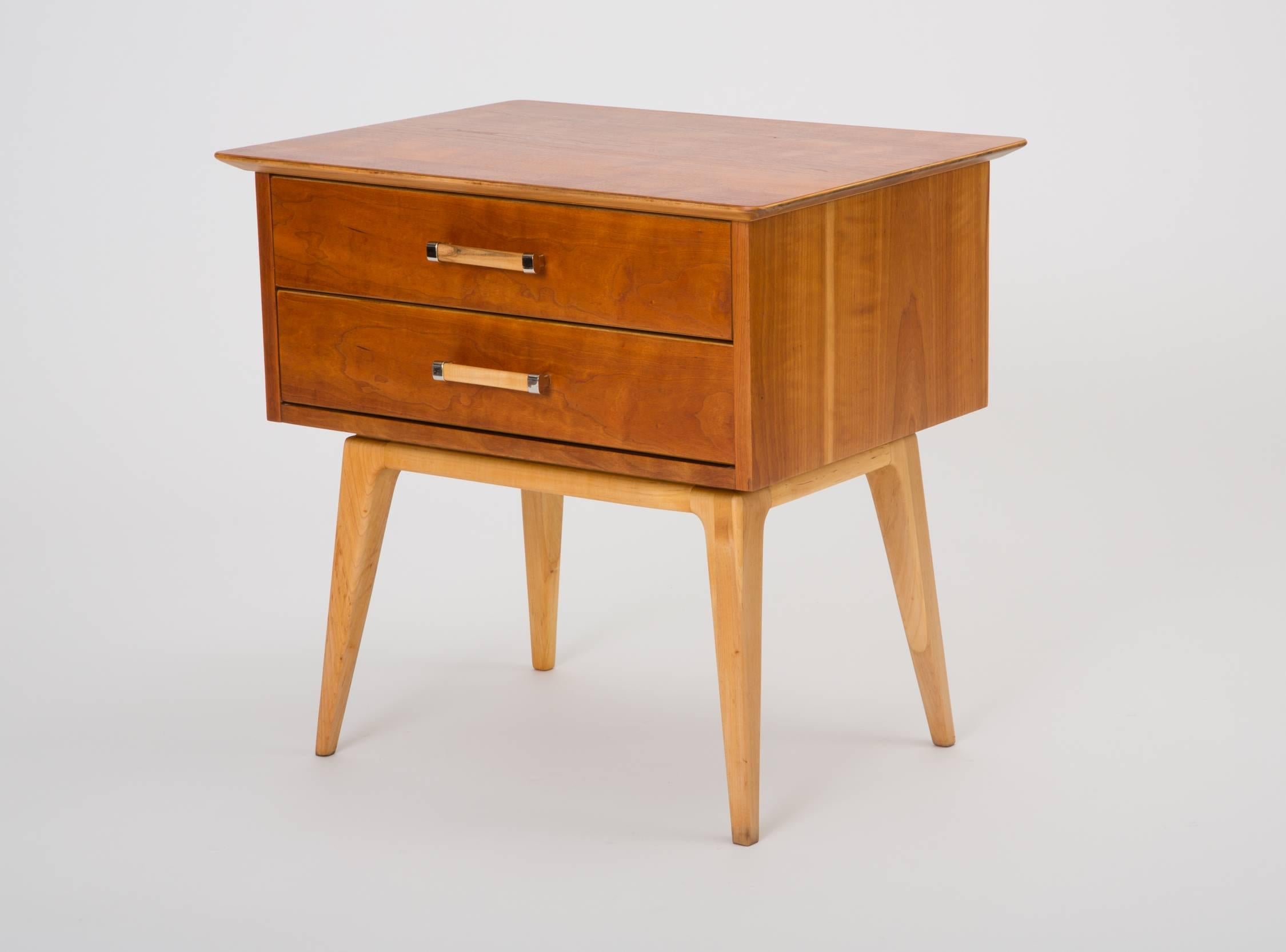20th Century Pair of Cherrywood Nightstands by Renzo Rutili for Johnson Furniture