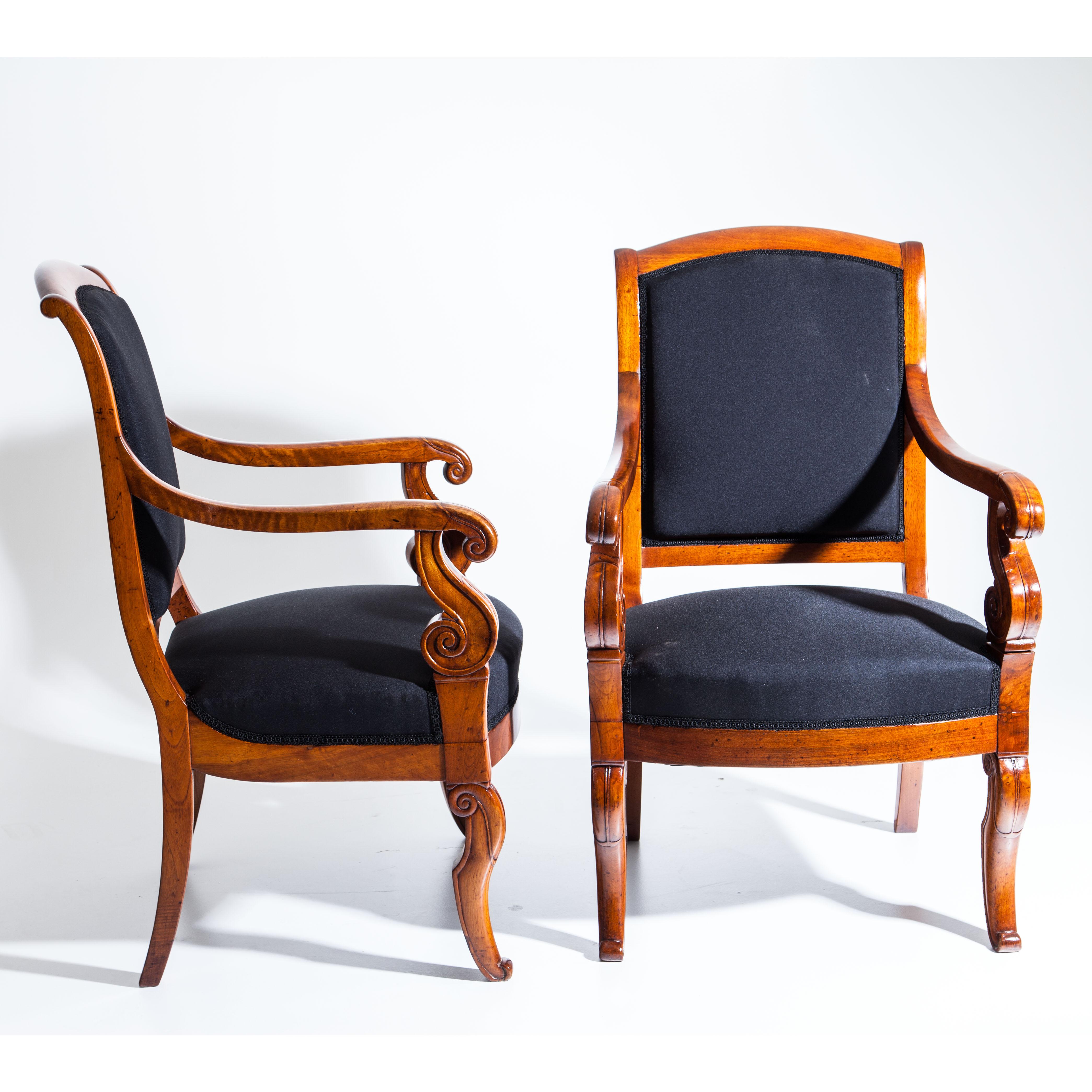 Pair of Cherrywood Armchairs, France, First Half of the 19th Century 2