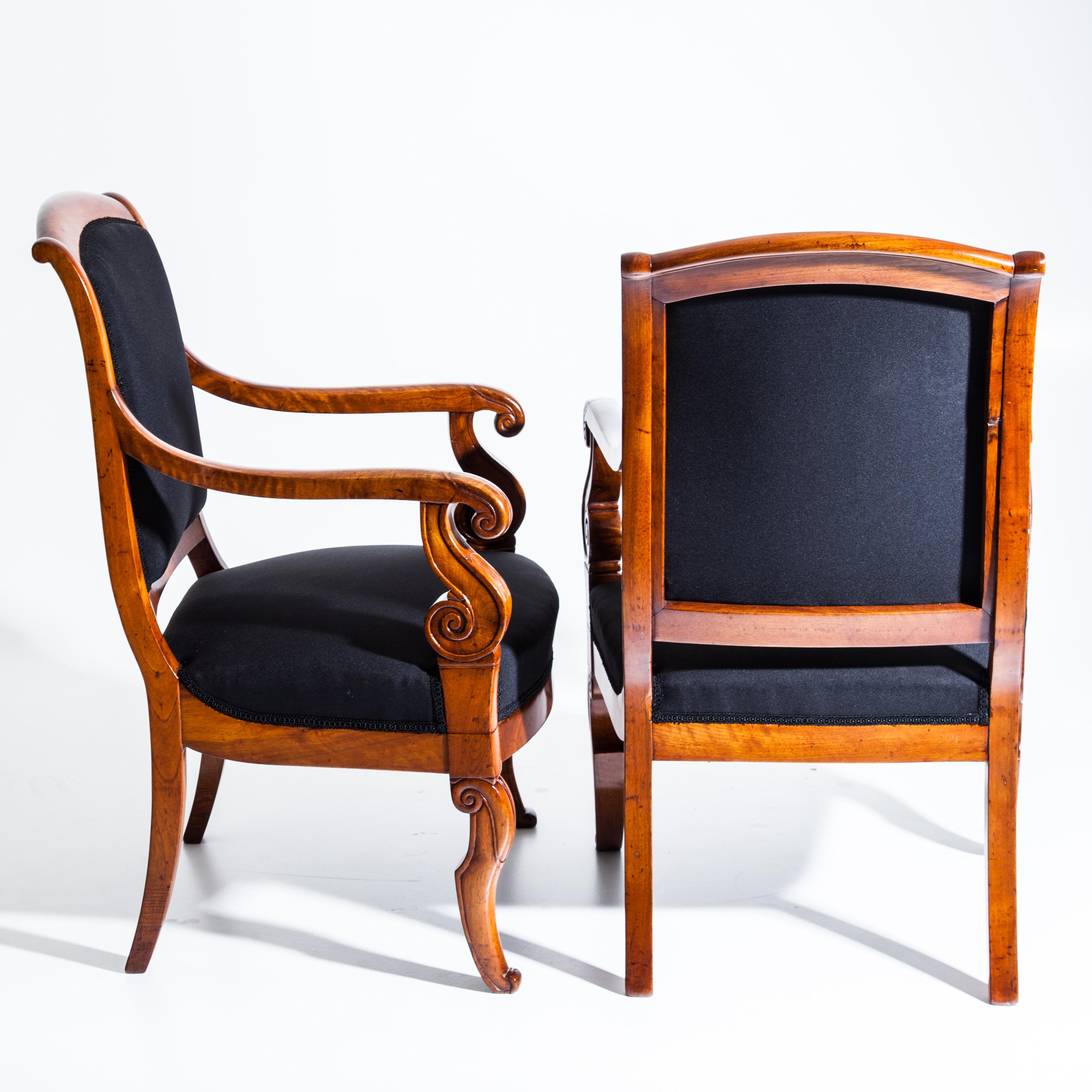 Pair of Cherrywood Armchairs, France, First Half of the 19th Century 3