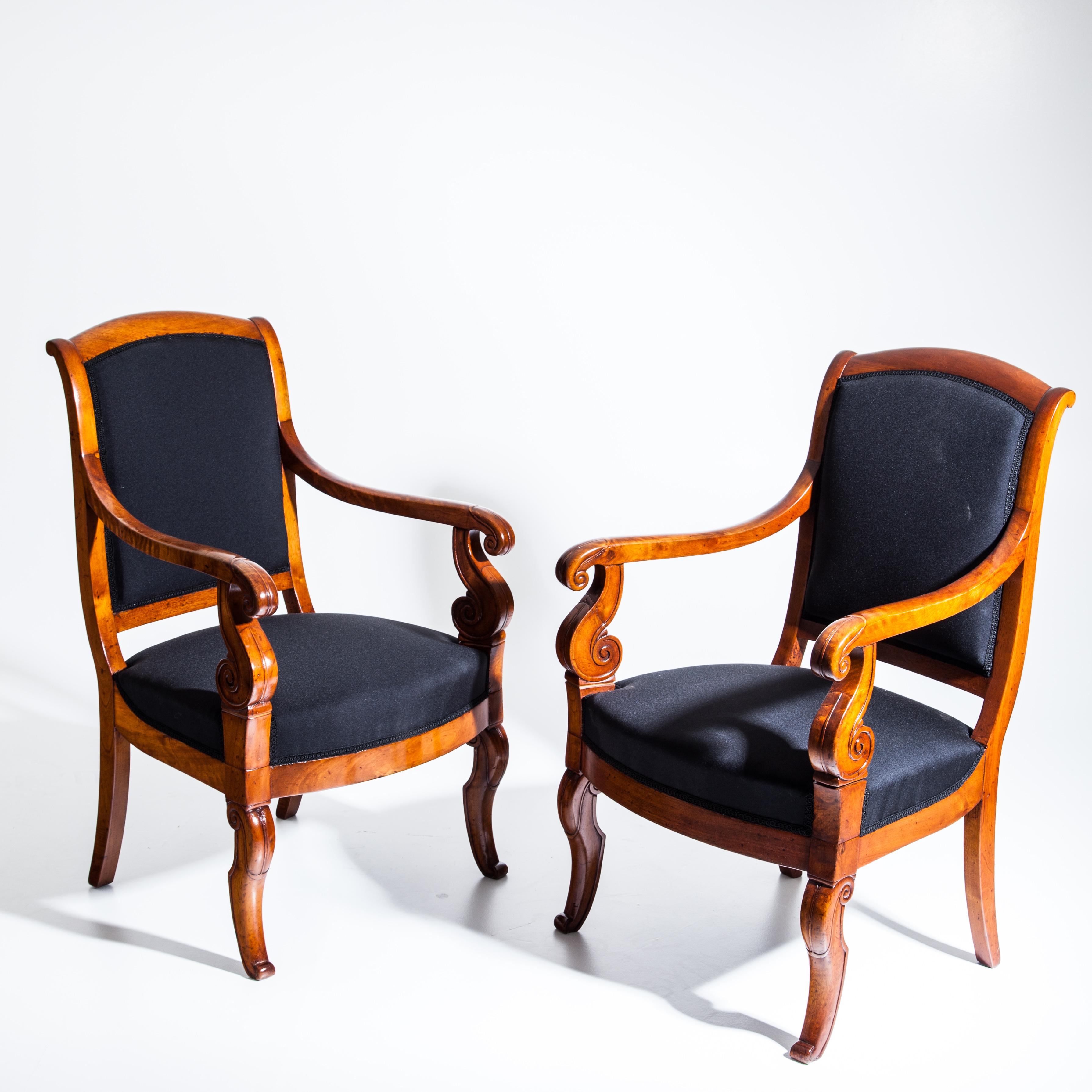 Pair of Cherrywood Armchairs, France, First Half of the 19th Century 4