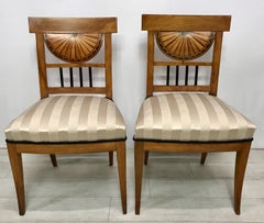 Pair of Cherrywood Biedermeier Side Chairs, European Early 19th Century