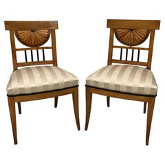Pair of Cherrywood Biedermeier Side Chairs, European Early 19th Century