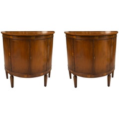 Pair of Cherrywood Biedermeier Style Demilune Cabinets
