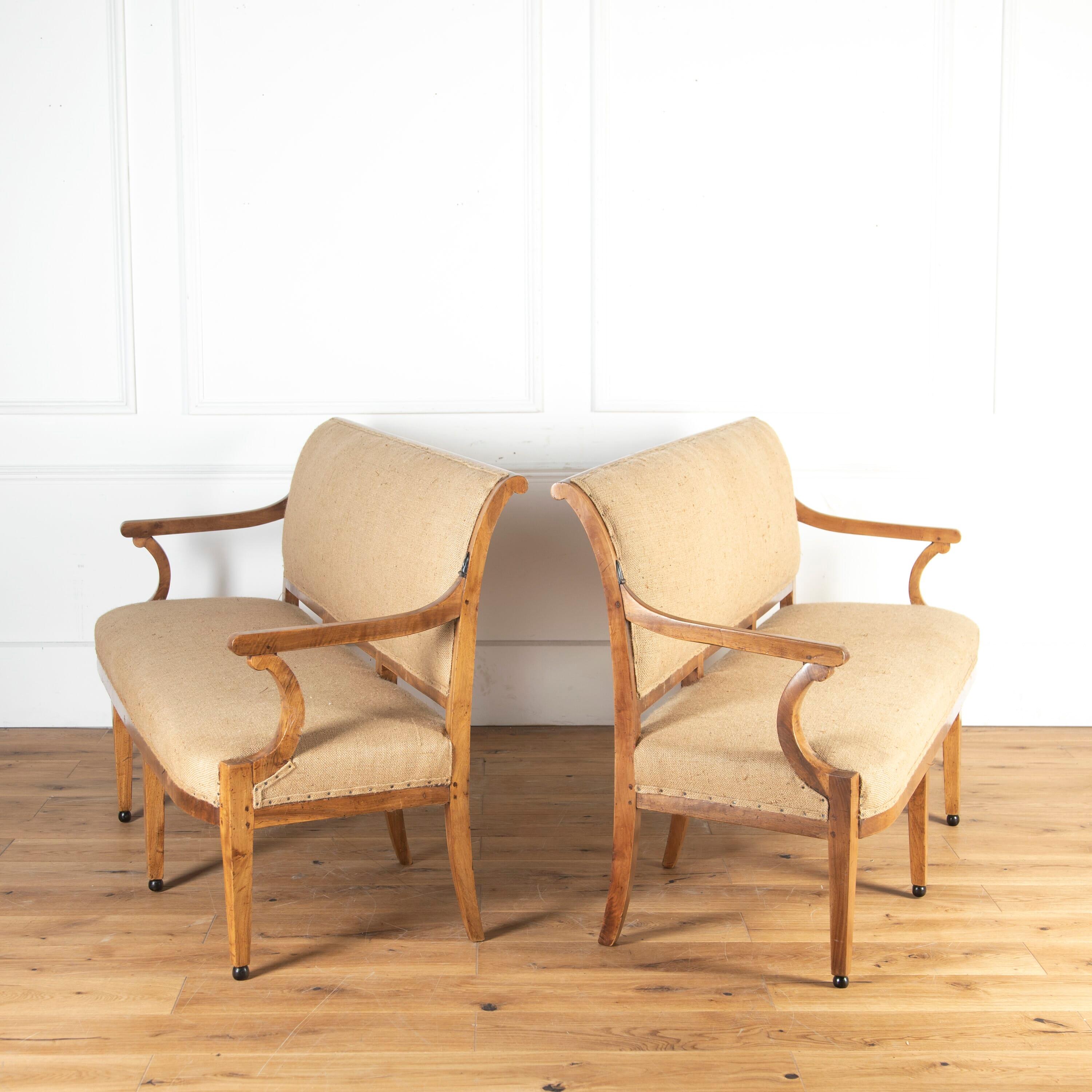 Directoire Pair of Cherrywood Canapes