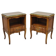 Vintage Pair of Cherrywood French Provincial Nightstand Bedside Tables White Furniture