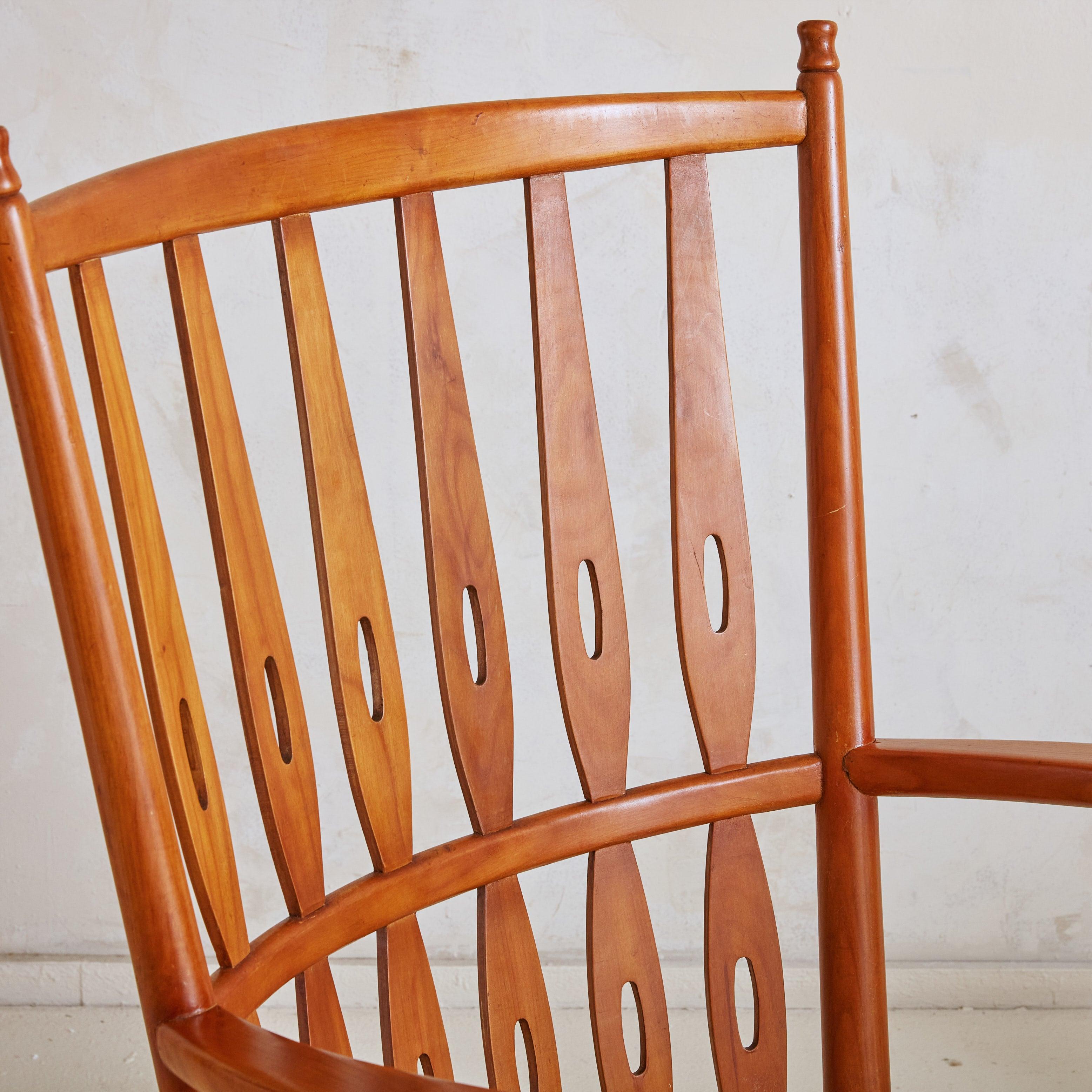 Pair of Cherrywood + Rush Armchairs by Paolo Buffa, Italy 1950s 4