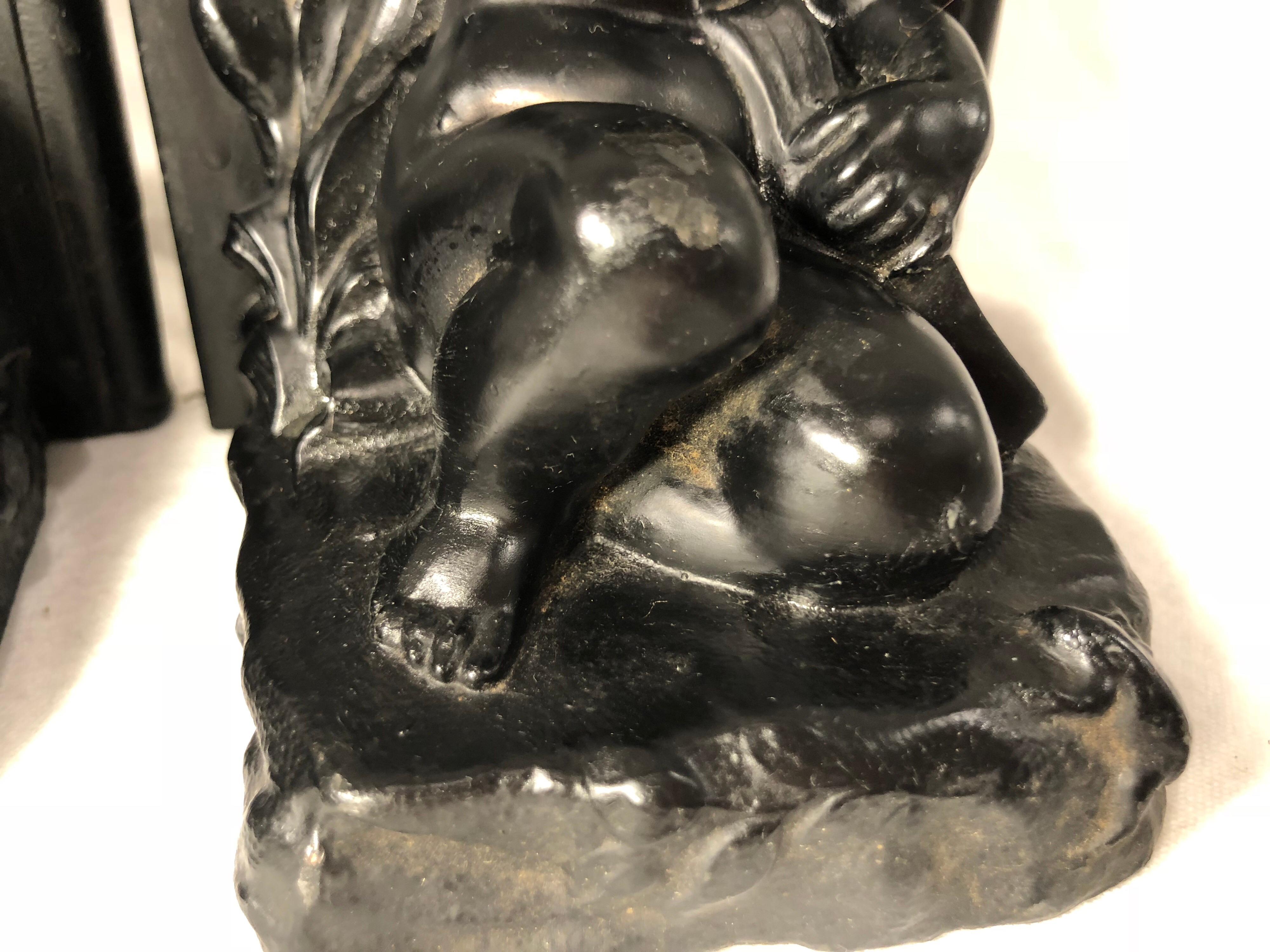 Pair of Victorian Cherub Bookends For Sale 4
