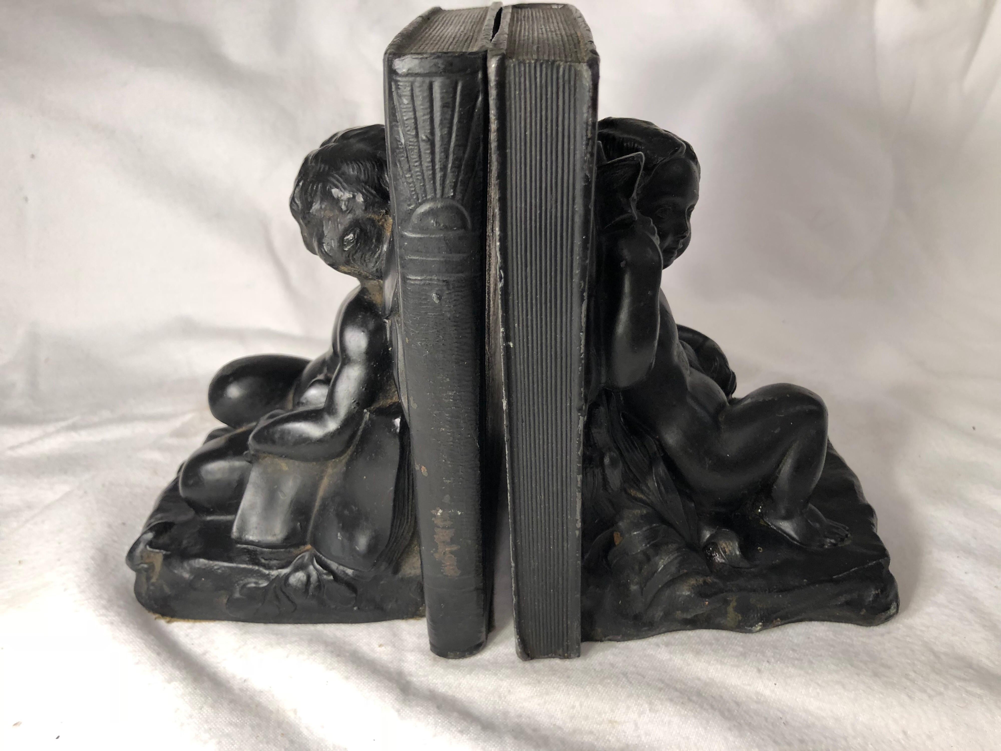 Pair of Victorian Cherub Bookends For Sale 8