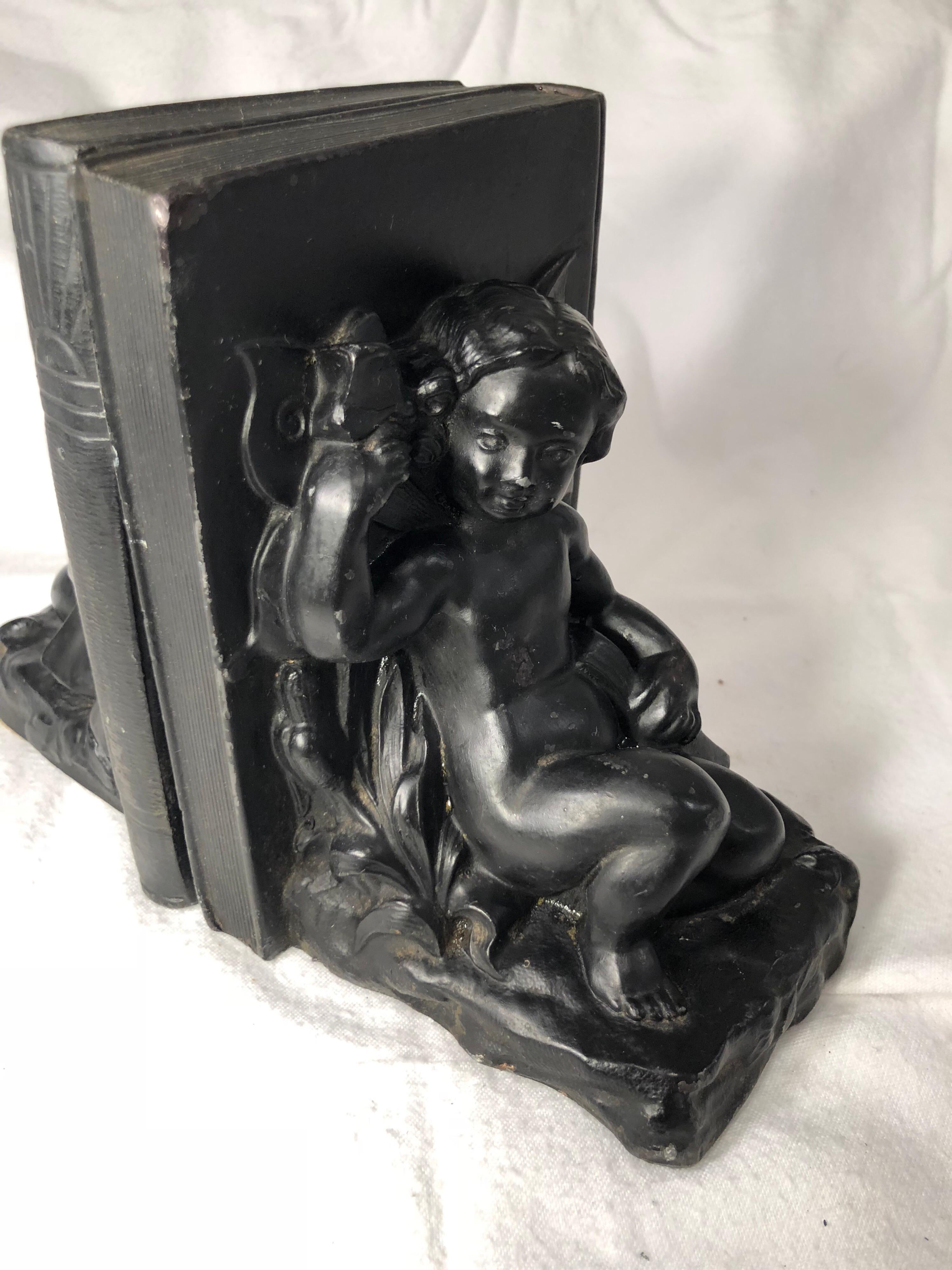 Pair of Victorian Cherub Bookends For Sale 9