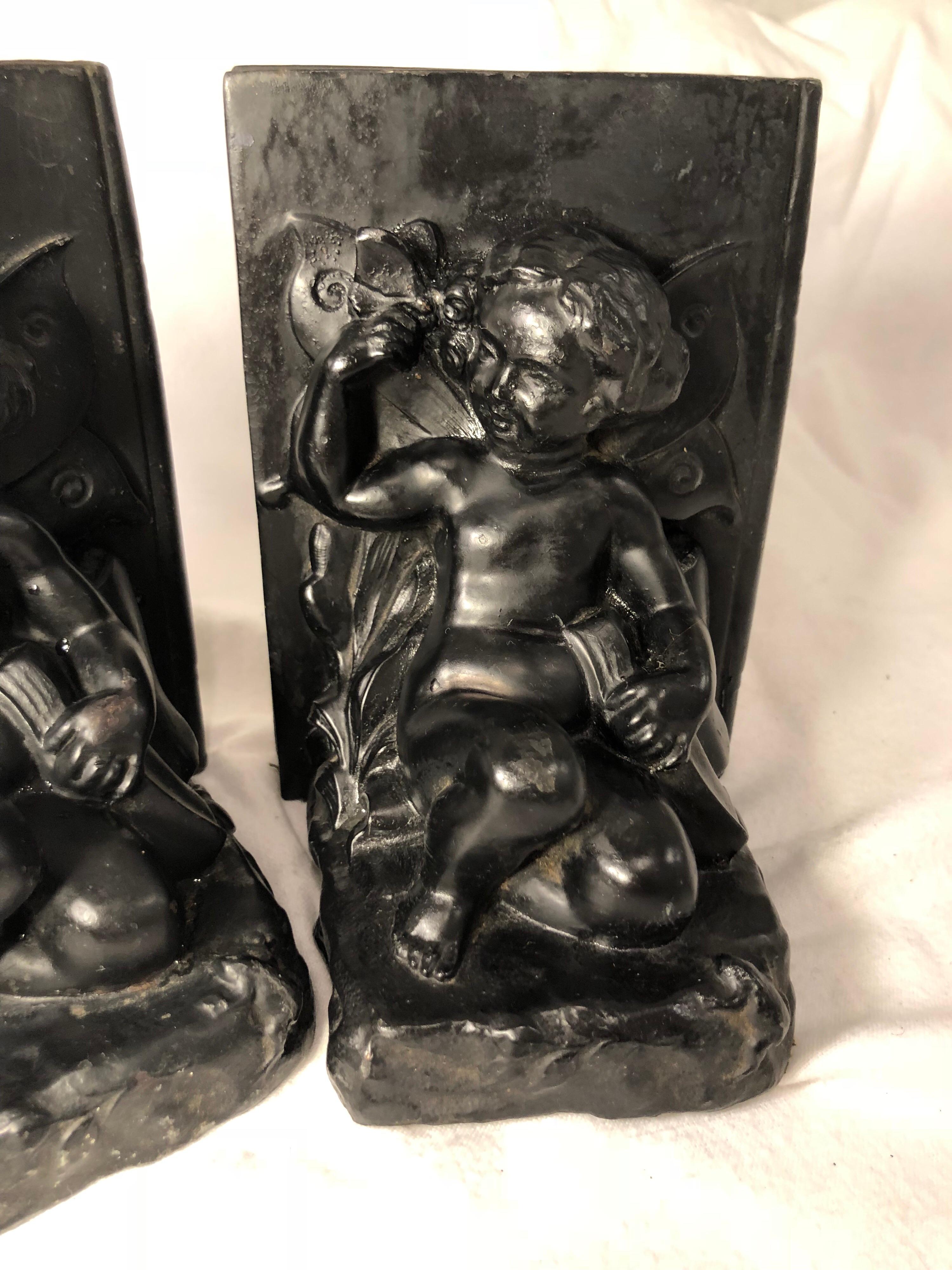 American Pair of Victorian Cherub Bookends For Sale