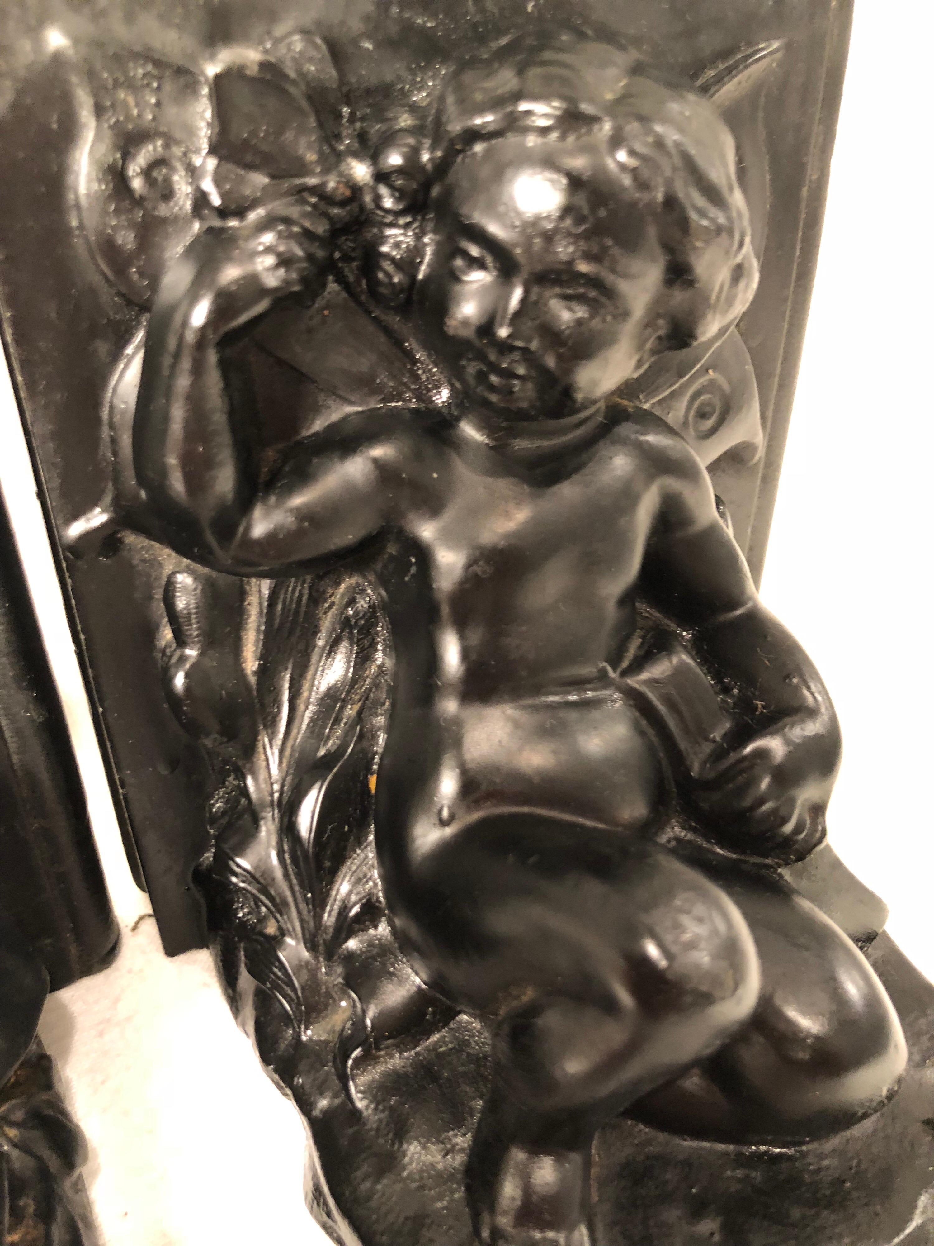 Metal Pair of Victorian Cherub Bookends For Sale