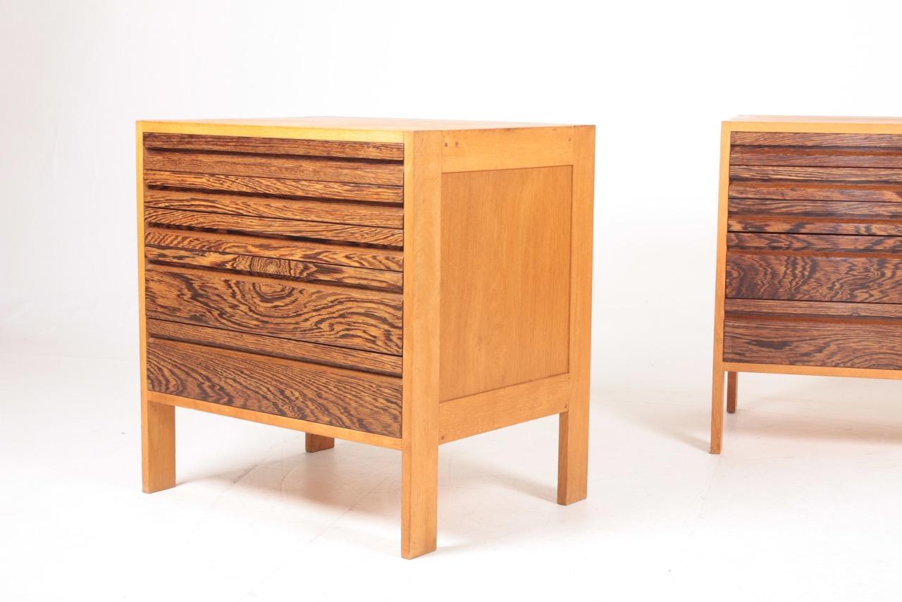 Scandinavian Modern Pair of Chest of Drawers in Oak and Wenge, Made in Denmark, 1960s