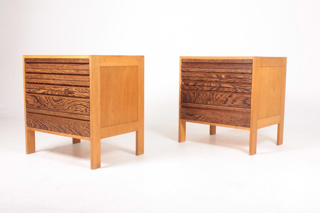 Danish Pair of Chest of Drawers in Oak and Wenge, Made in Denmark, 1960s