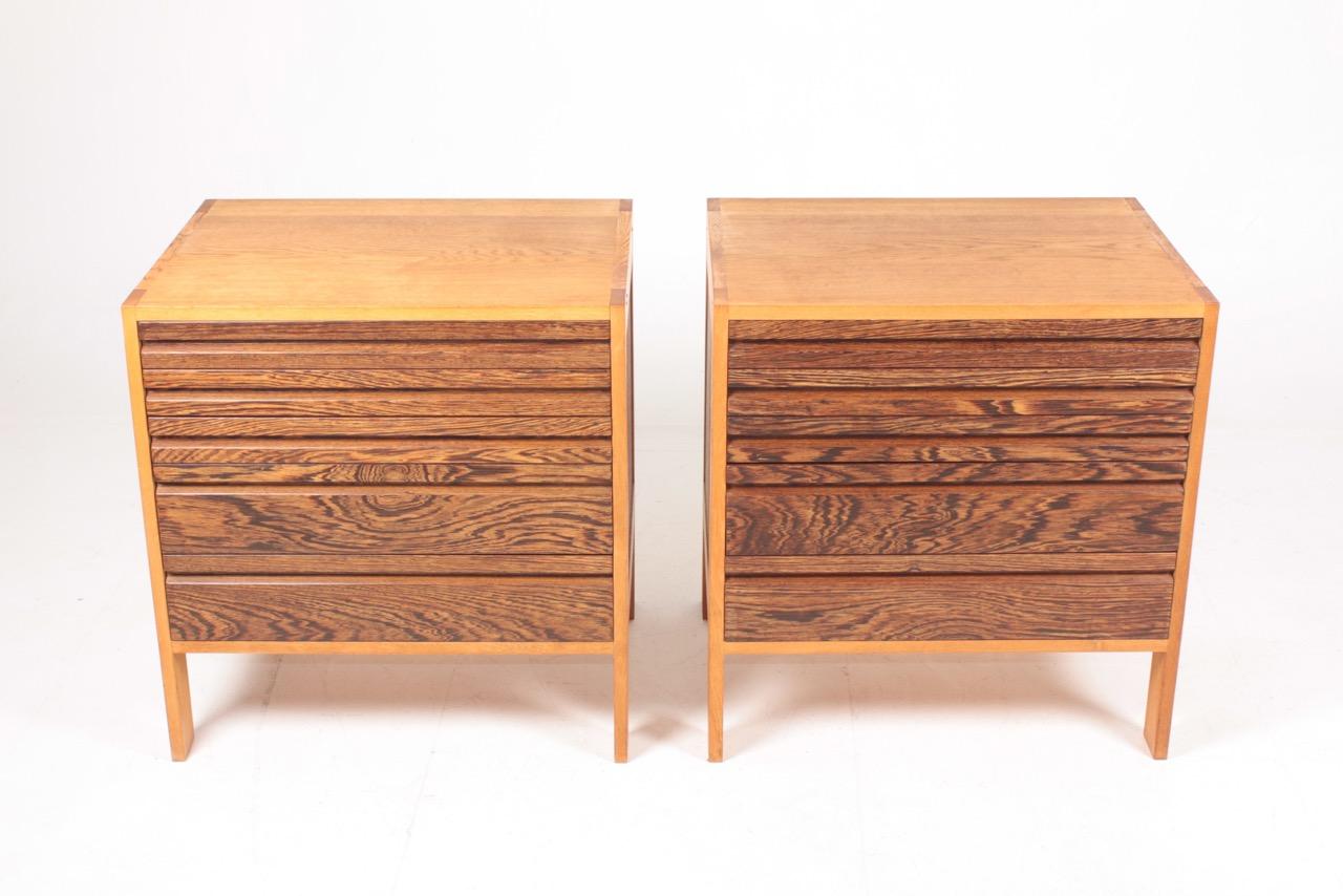 Pair of Chest of Drawers in Oak and Wenge, Made in Denmark, 1960s In Good Condition In Lejre, DK