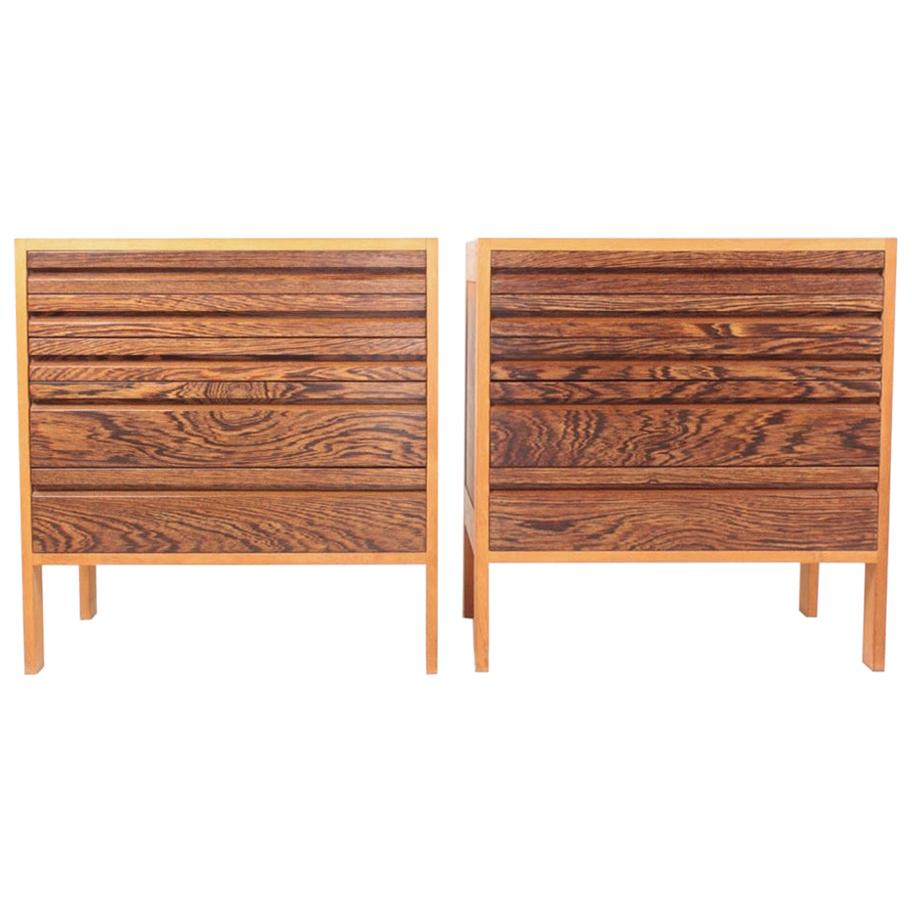 Pair of Chest of Drawers in Oak and Wenge, Made in Denmark, 1960s