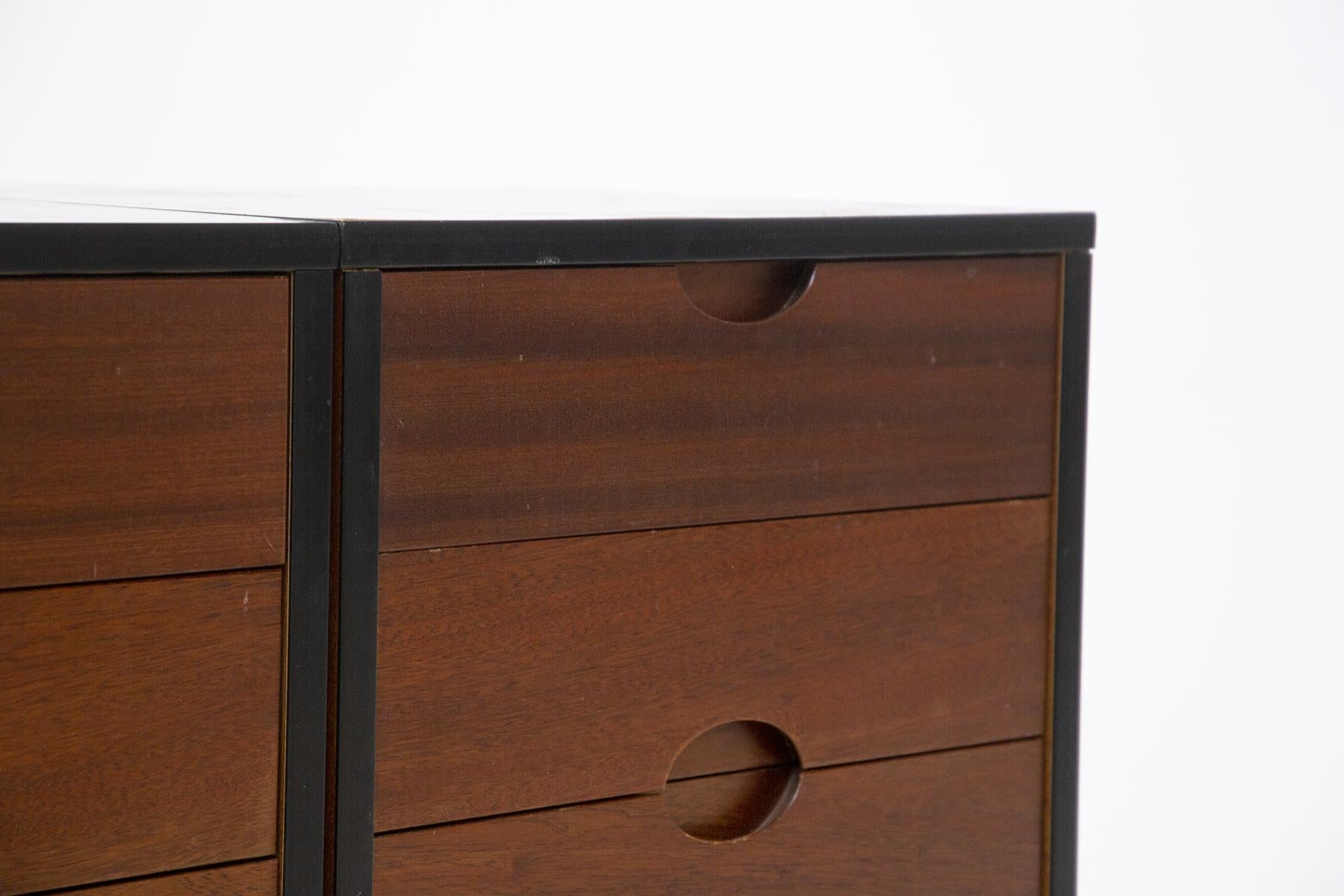 Mid-Century Modern Pair of Chest of Drawers in Wood by Luigi Caccia Dominioni for Vips Residence