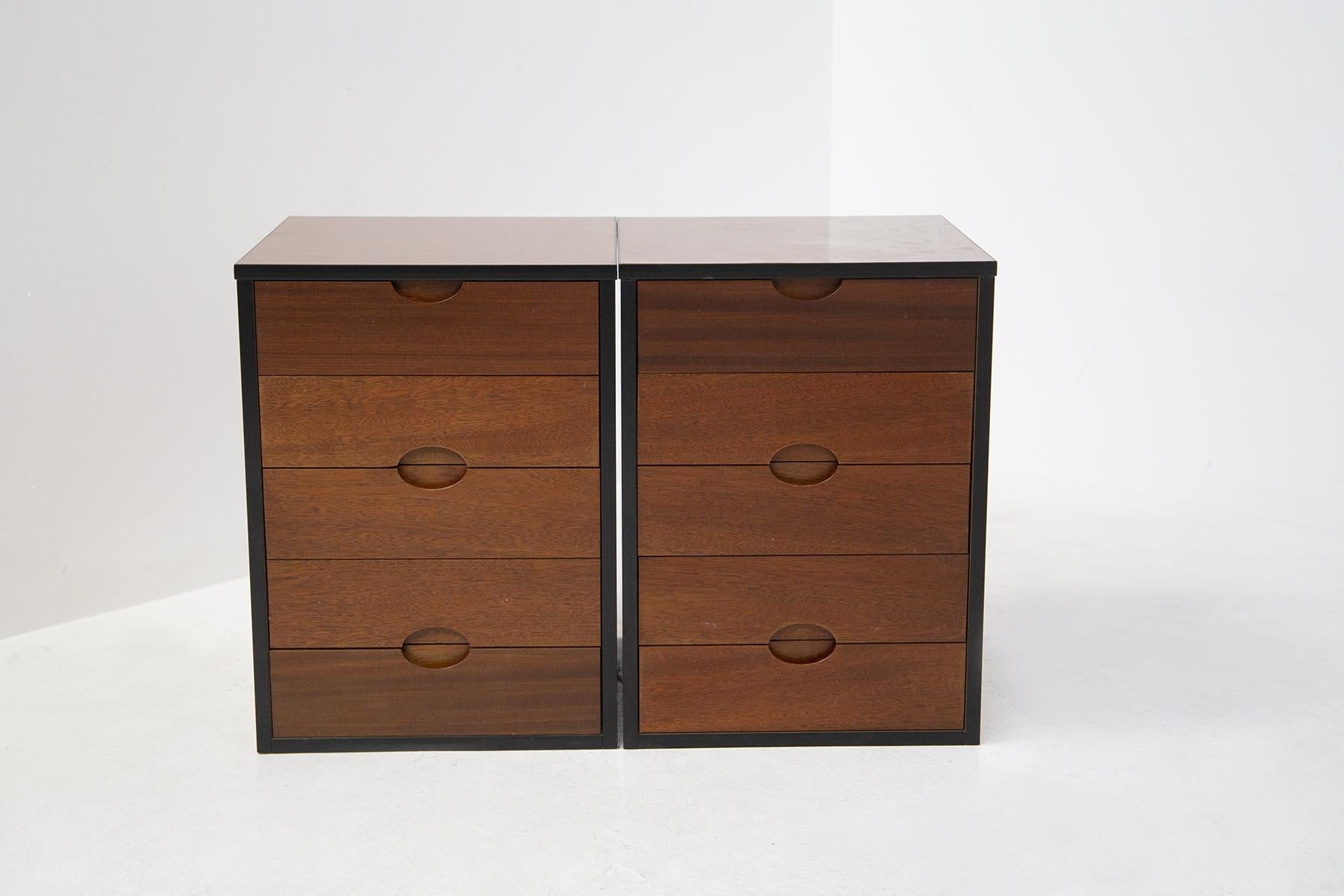 Italian Pair of Chest of Drawers in Wood by Luigi Caccia Dominioni for Vips Residence