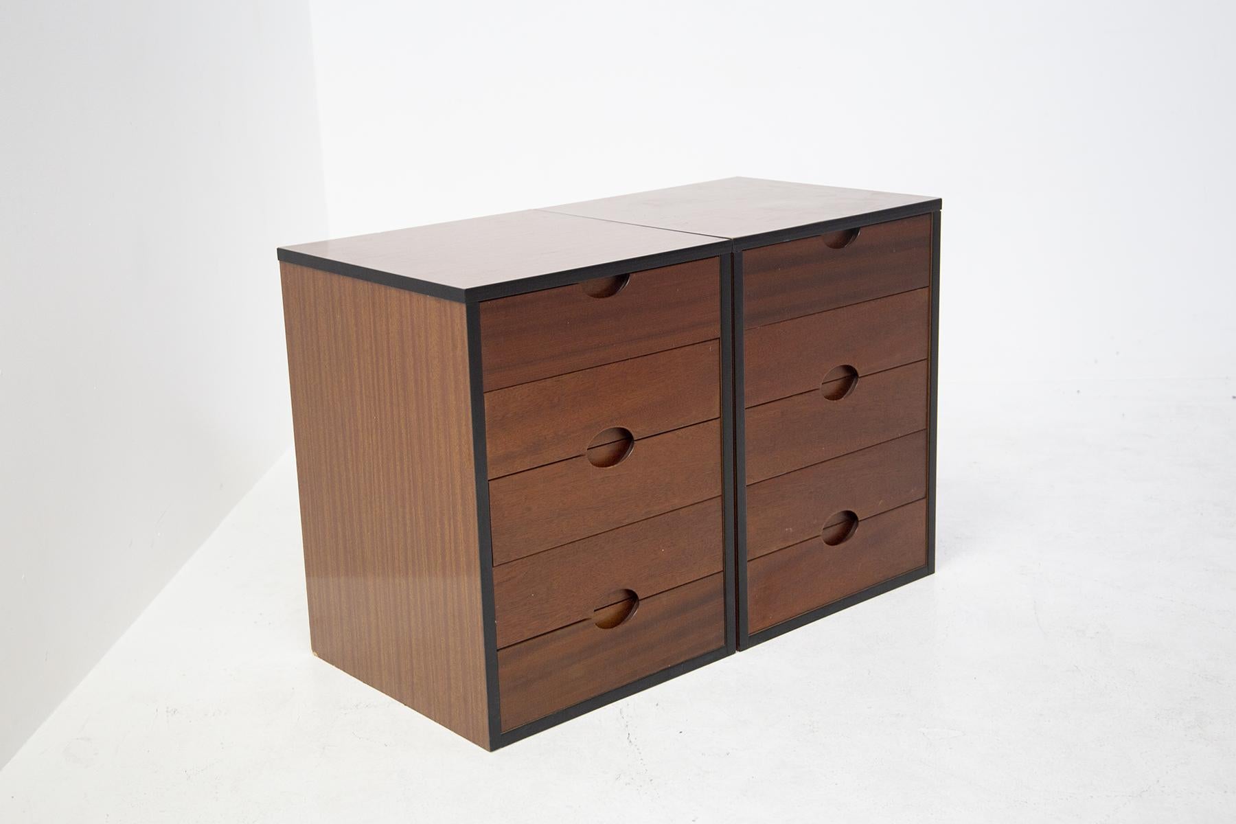 Pair of Chest of Drawers in Wood by Luigi Caccia Dominioni for Vips Residence In Good Condition In Milano, IT