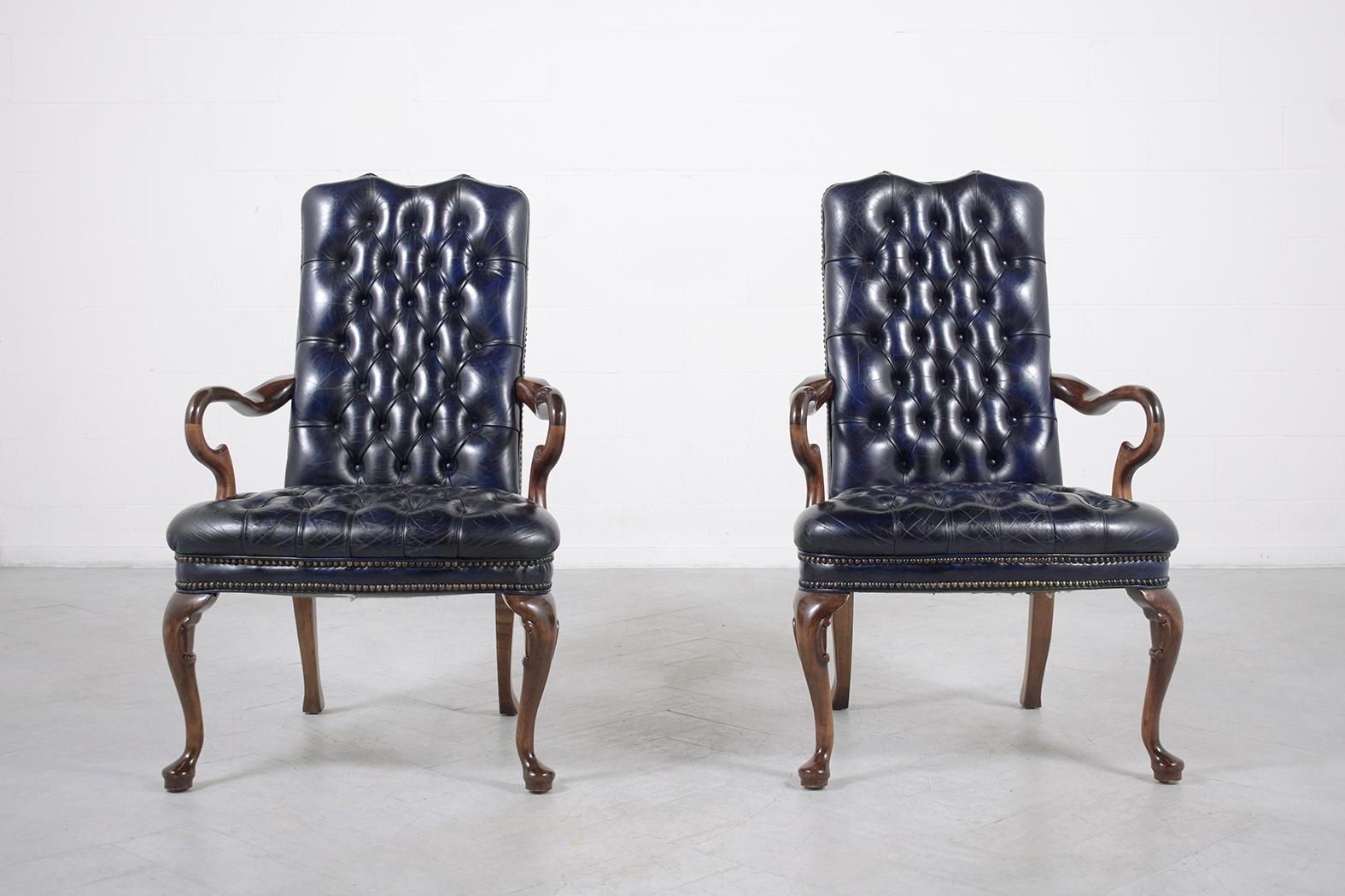 American Chesterfield Tufted Leather Chairs