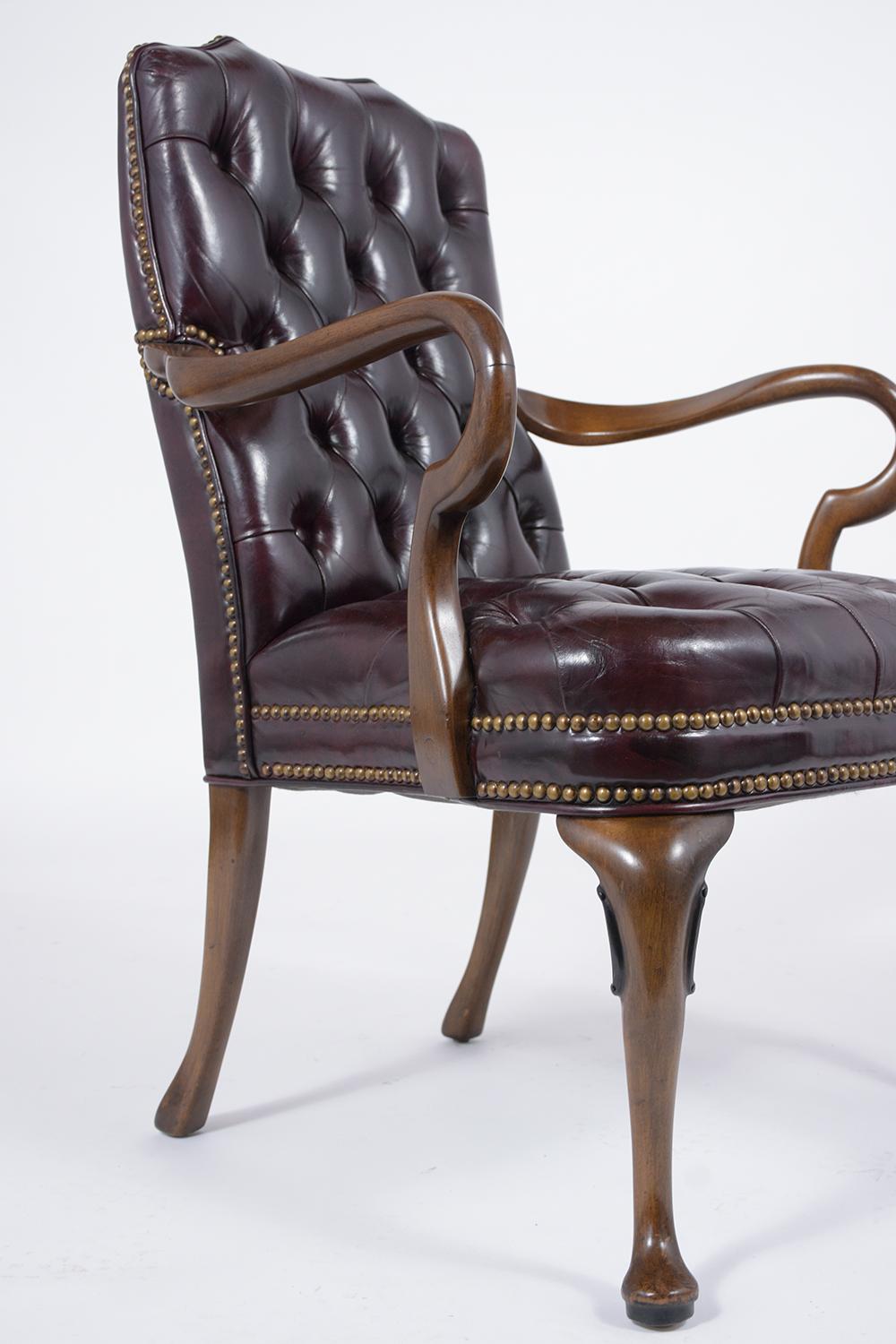 Mid-20th Century Pair of Vintage Chesterfield Leather Armchairs