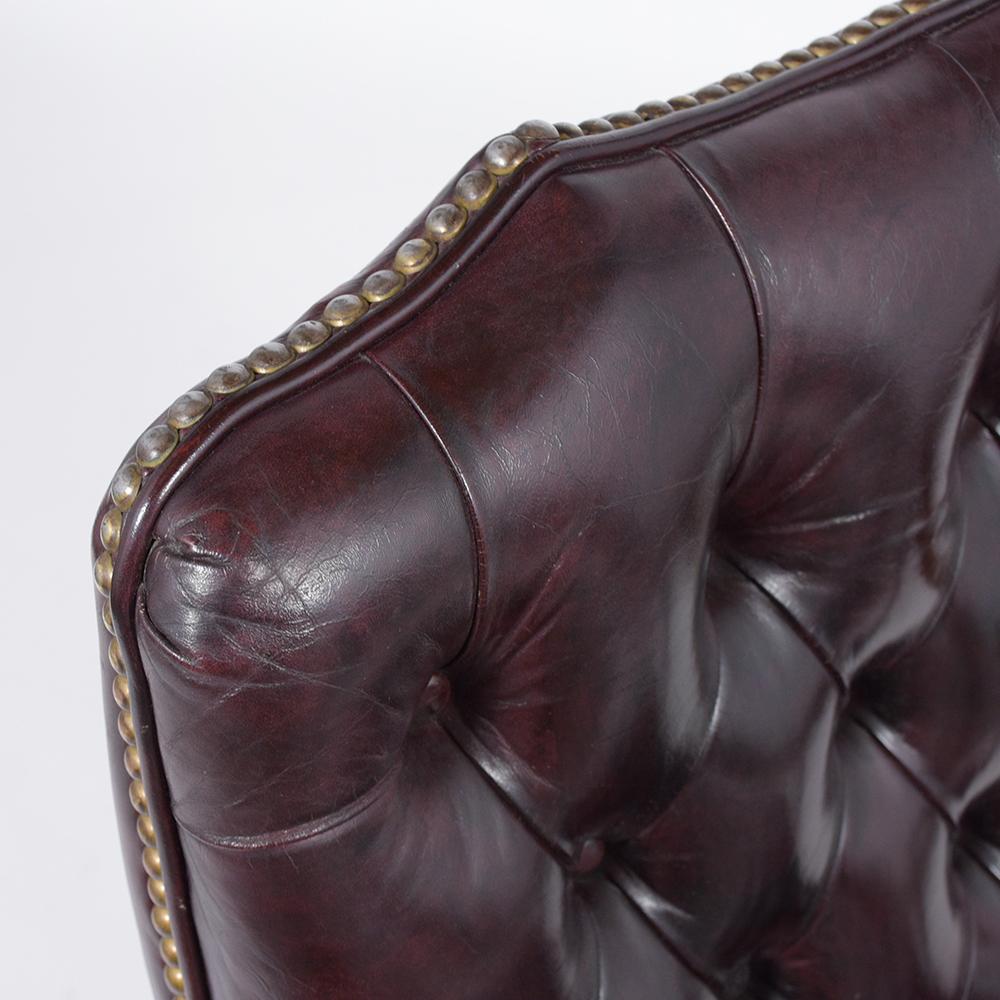 Brass Pair of Vintage Chesterfield Leather Armchairs