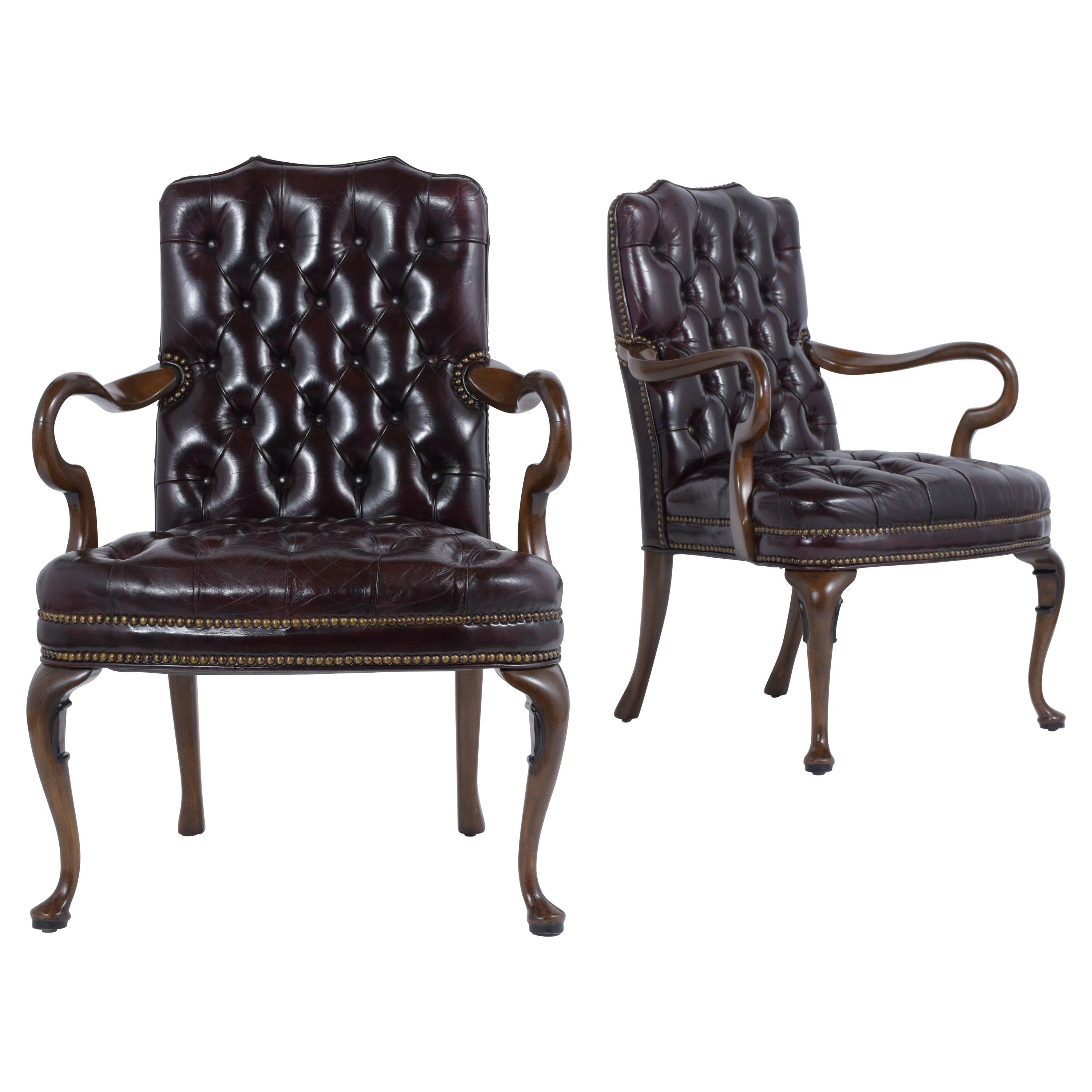 Pair of Vintage Chesterfield Leather Armchairs