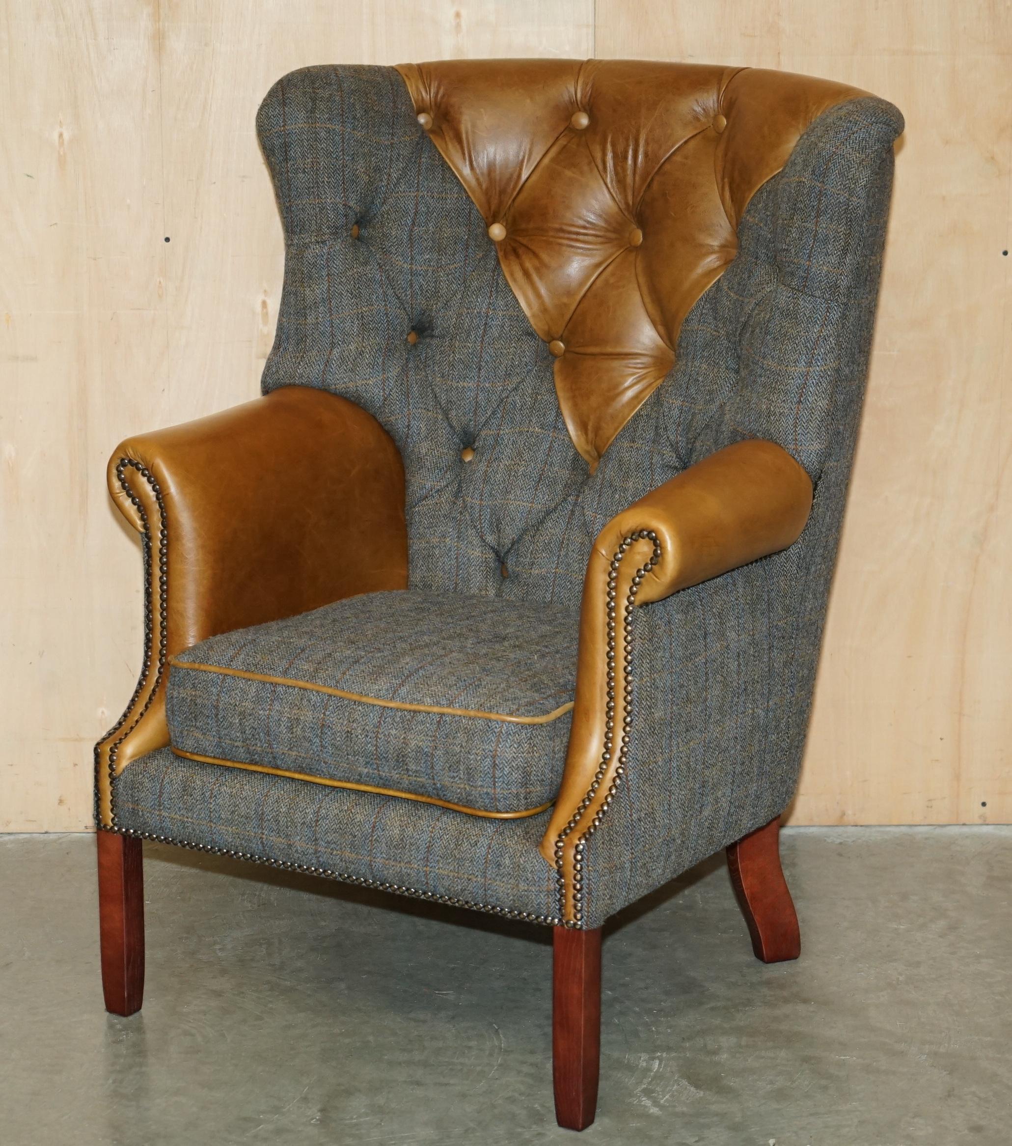 Royal House Antiques

Royal House Antiques is delighted to offer for sale this pair of super comfortable and very stylish Chesterfield tufted, Harris Tweed brown leather Porters Wingback armchairs which are part of a large suite

Please note the