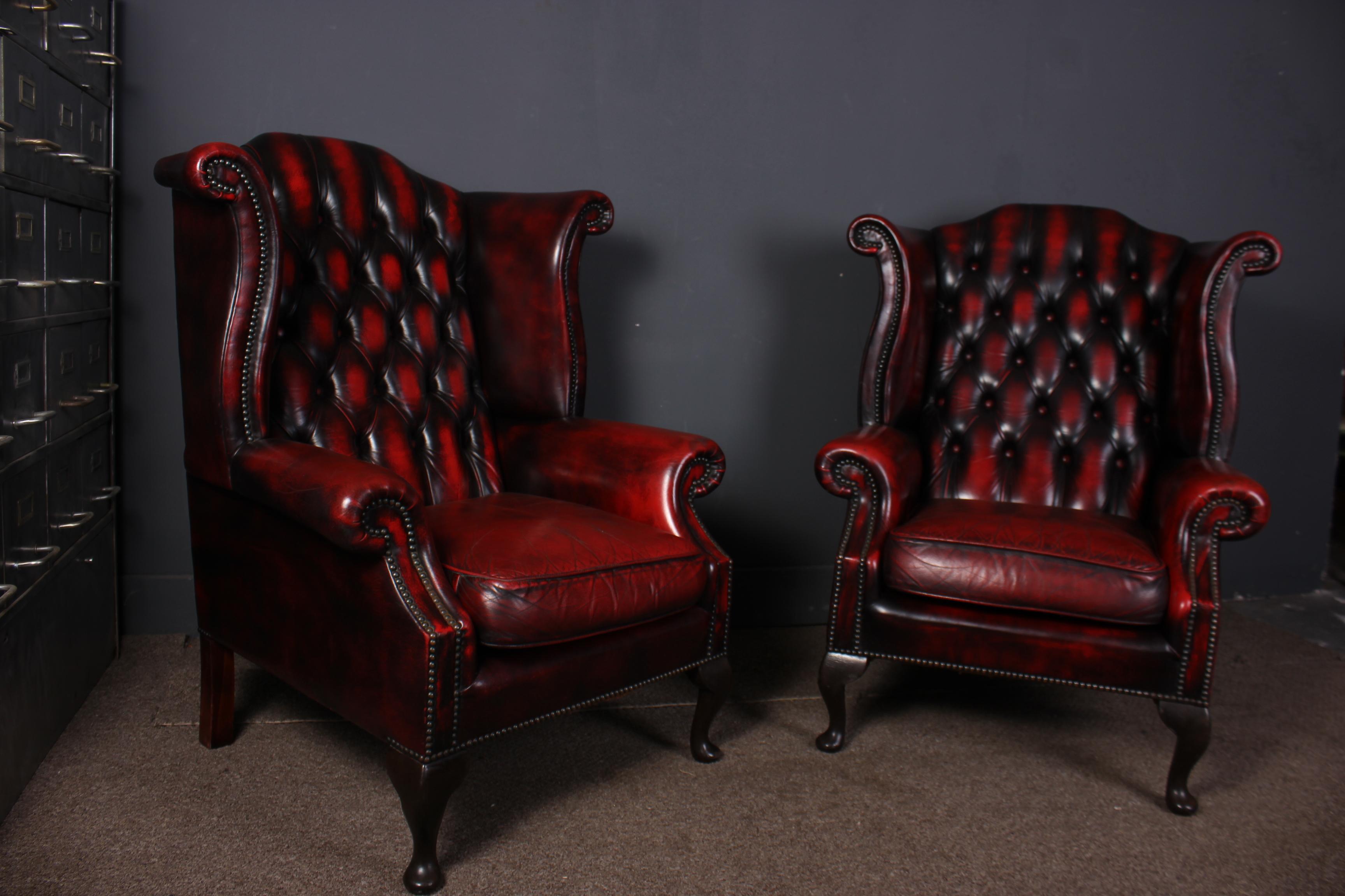 chesterfield queen anne wingback chair