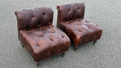 Pair of Chesterfield Leather Slipper Chairs
