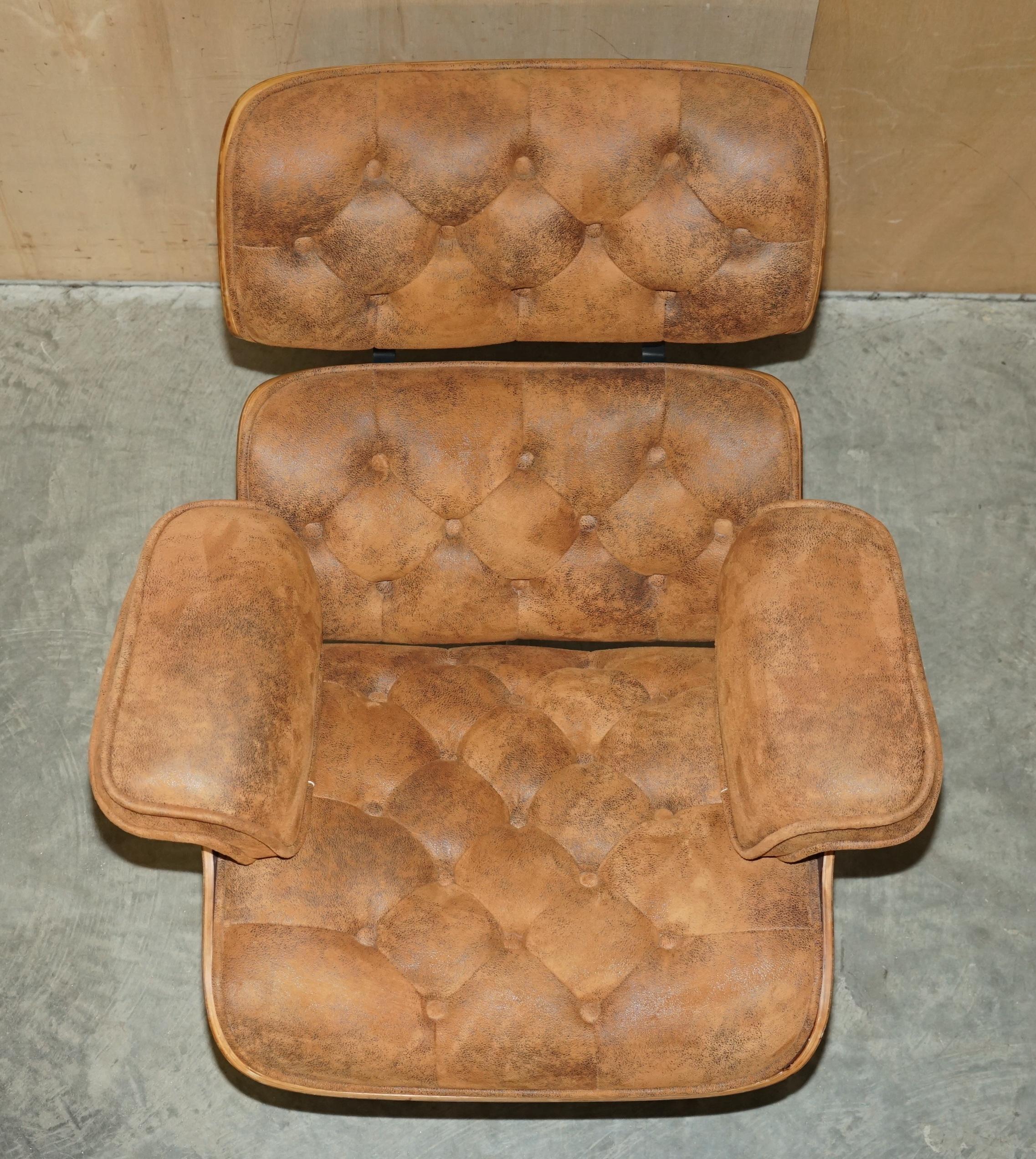 Pair of Chesterfield Tufted Heritage Brown Suede Leather Lounge Armchairs 5