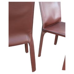 Pair of Chestnut Colored Cab Dining Chairs by Mario Bellini for Cassina