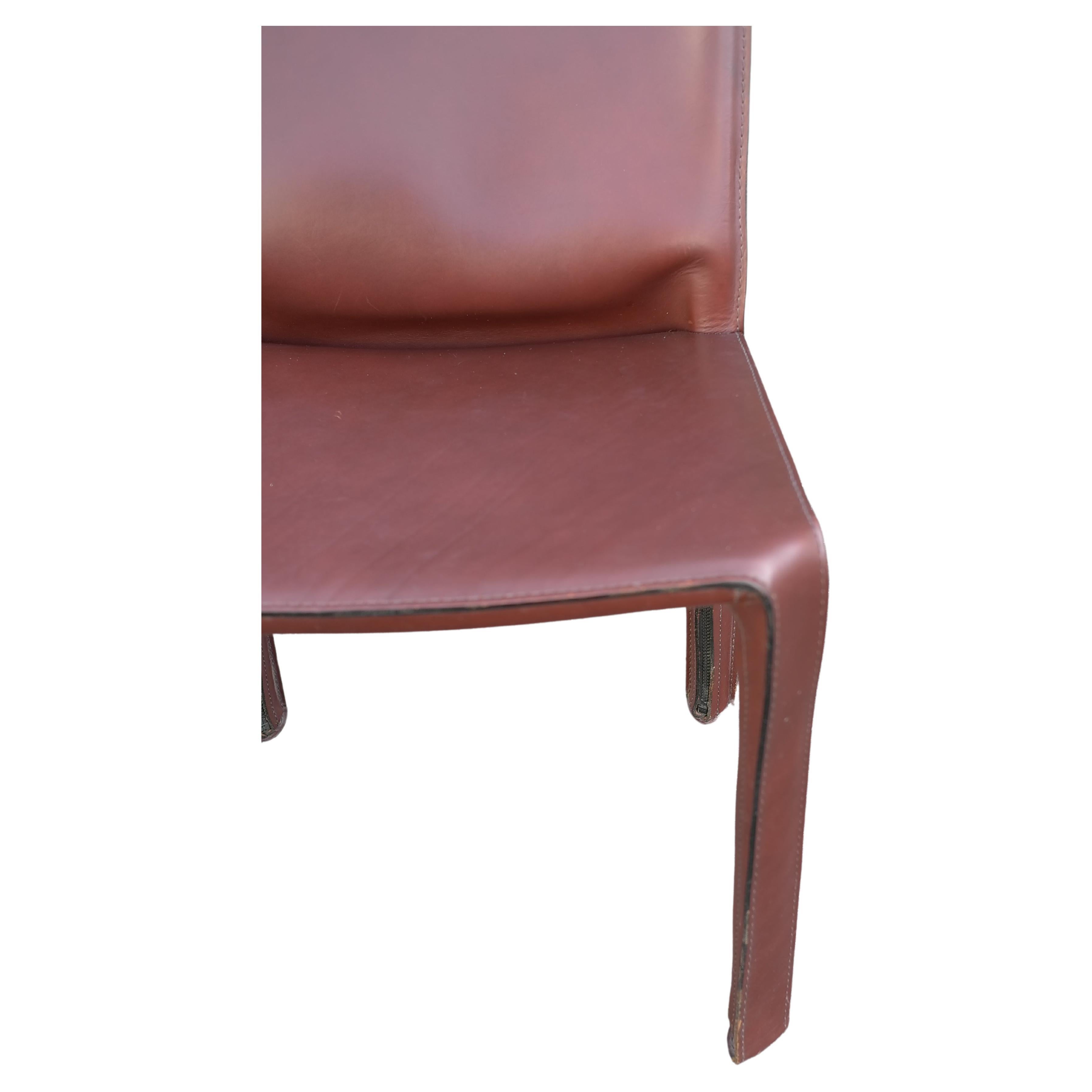 Italian Pair of Chestnut Colored Cab Dining Chairs by Mario Bellini for Cassina For Sale