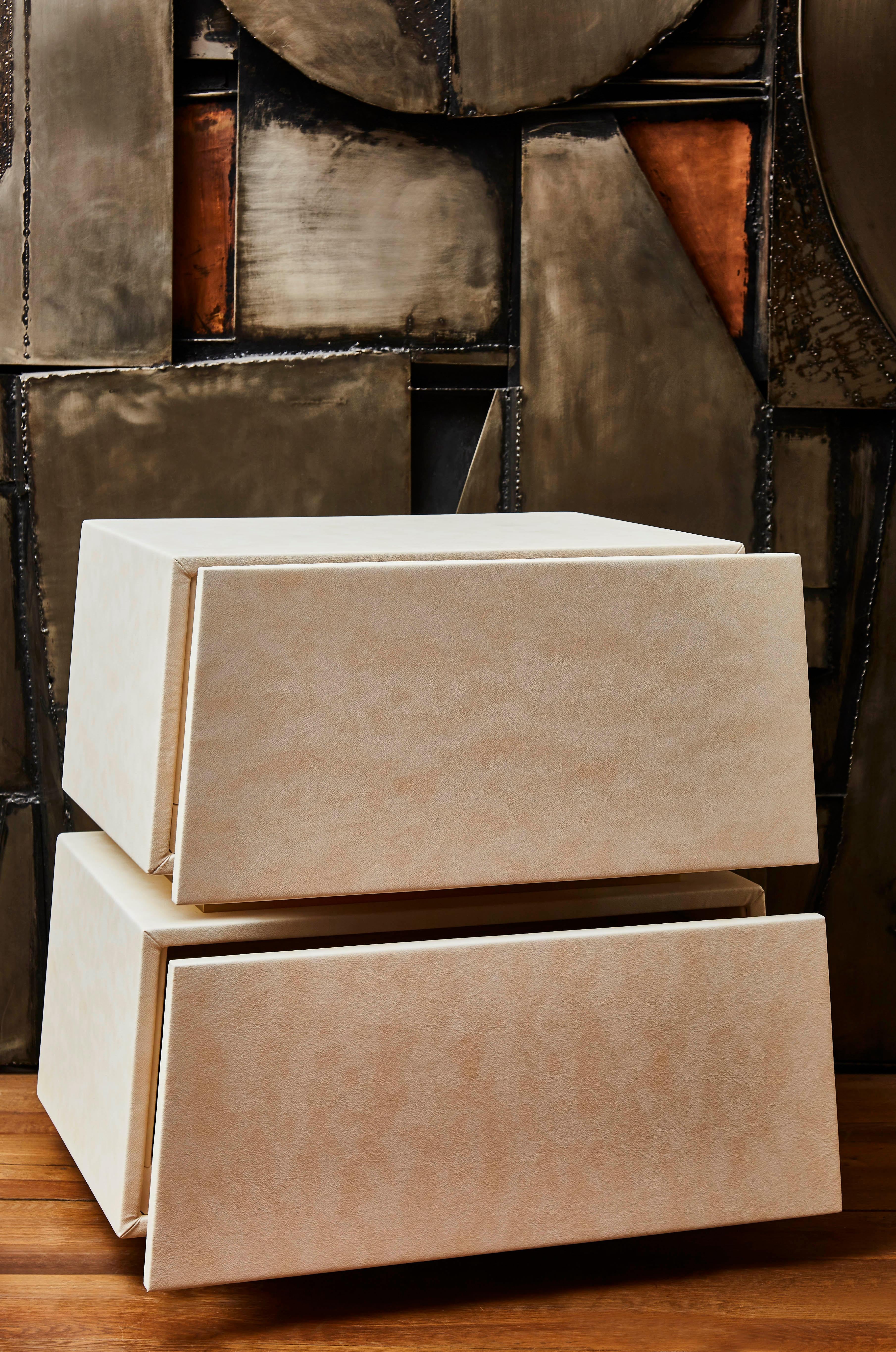 Italian Pair of Chests in Leather by Studio Glustin