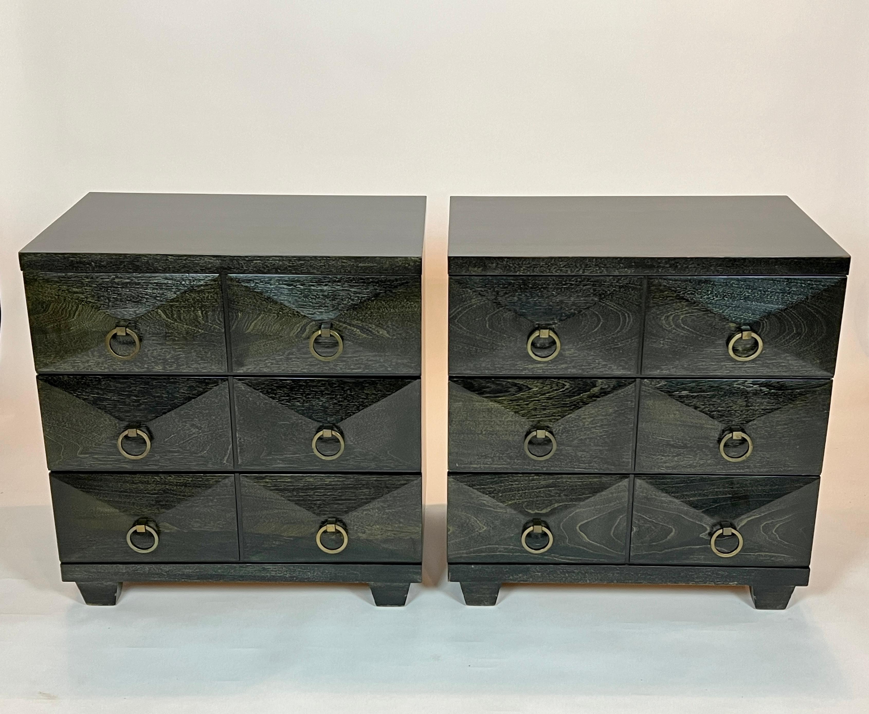 Art Deco Pair of Chests in Silver Fox Black Cerused Wood