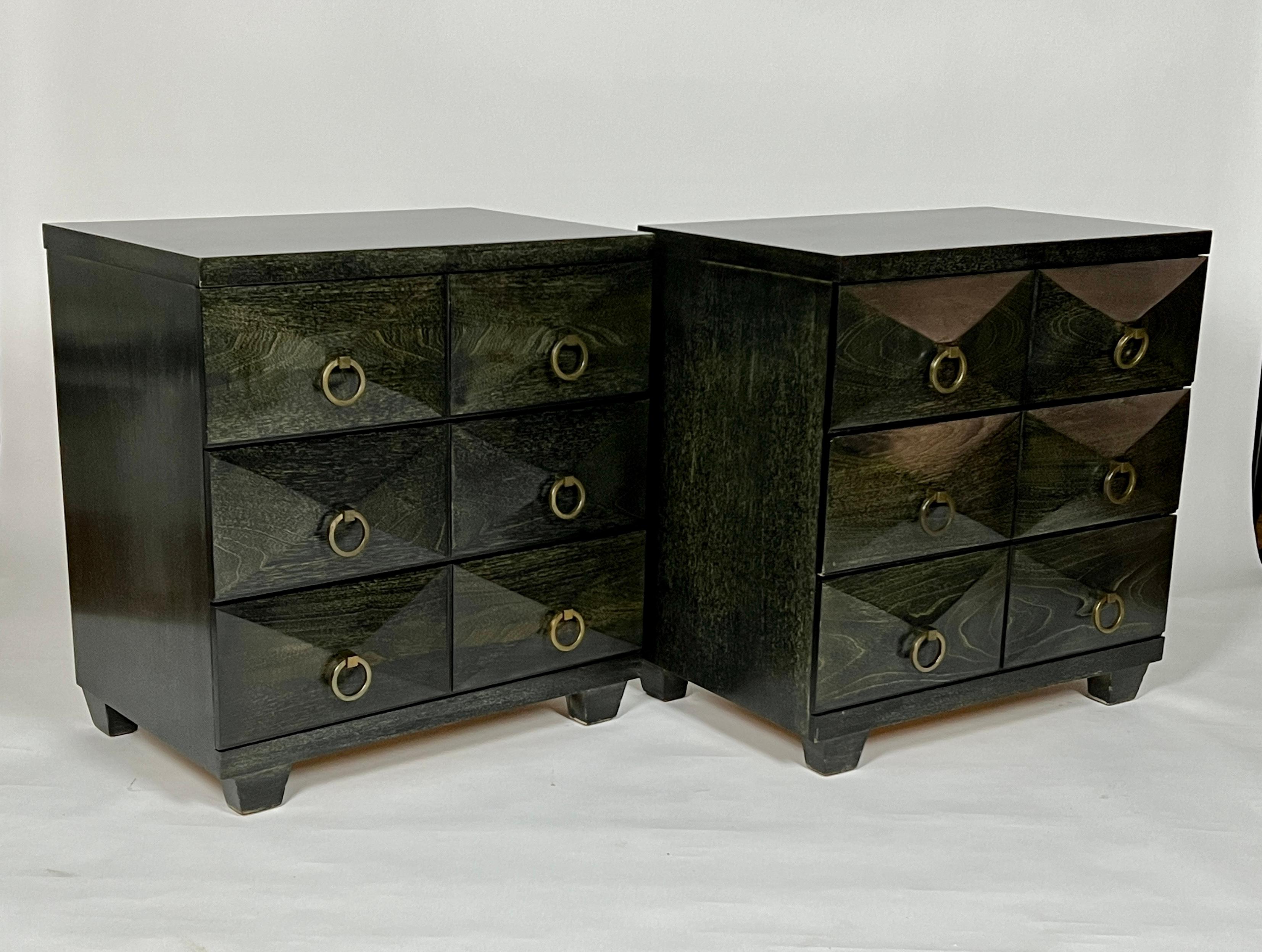 American Pair of Chests in Silver Fox Black Cerused Wood