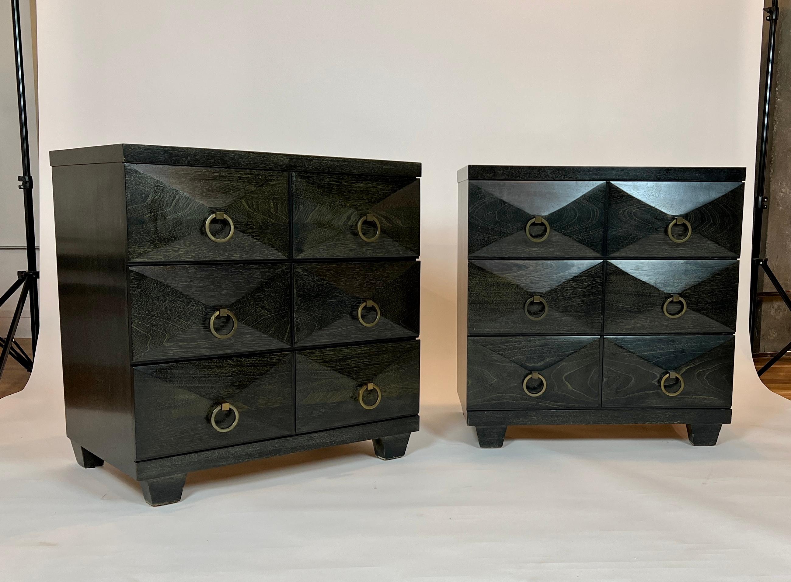 Pair of Chests in Silver Fox Black Cerused Wood 1