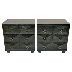 Pair of Chests in Silver Fox Black Cerused Wood
